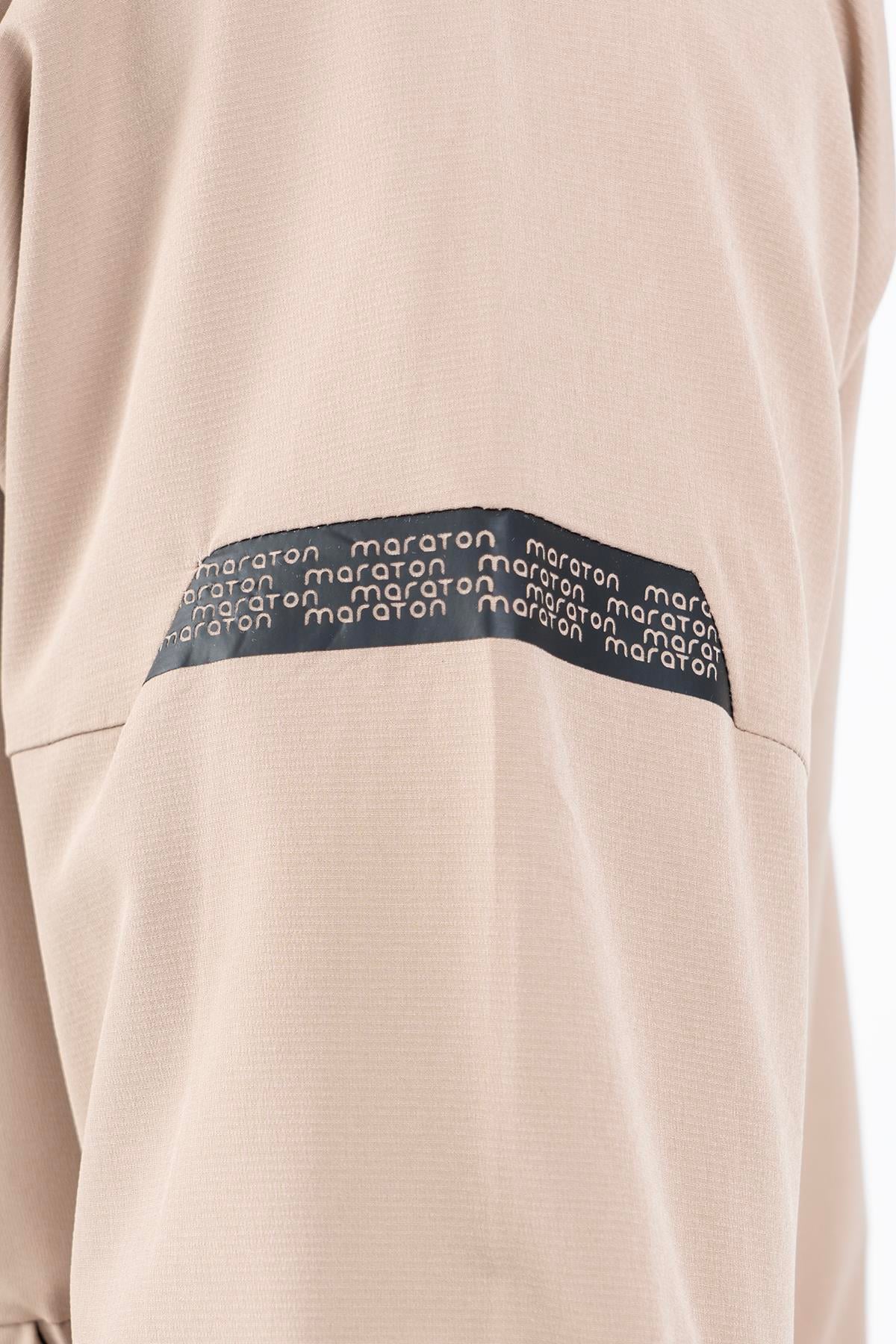 Maraton Comfort Erkek Dik Yaka Düz Paça Açık Vizon Eşofman Takımı - 7