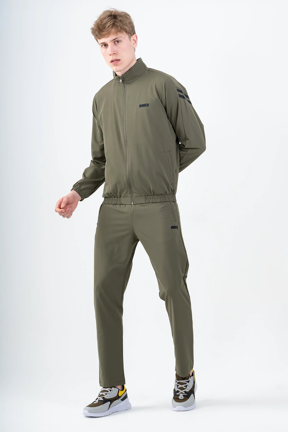 Maraton Comfort Erkek Dik Yaka Düz Paça Haki Eşofman Takımı