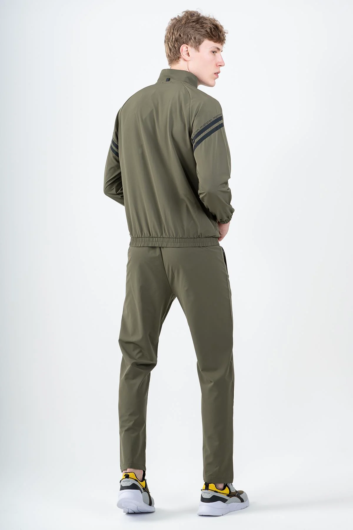 Maraton Comfort Erkek Dik Yaka Düz Paça Haki Eşofman Takımı - 3