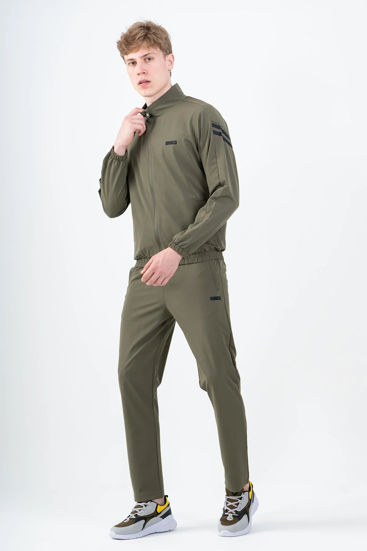 Maraton Comfort Erkek Dik Yaka Düz Paça Haki Eşofman Takımı - 4