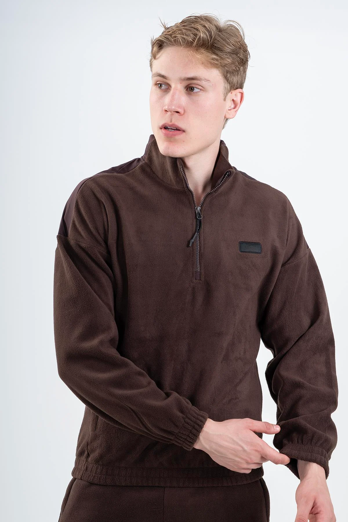 Maraton Comfort Erkek Dik Yaka Kahverengi Sweatshirt