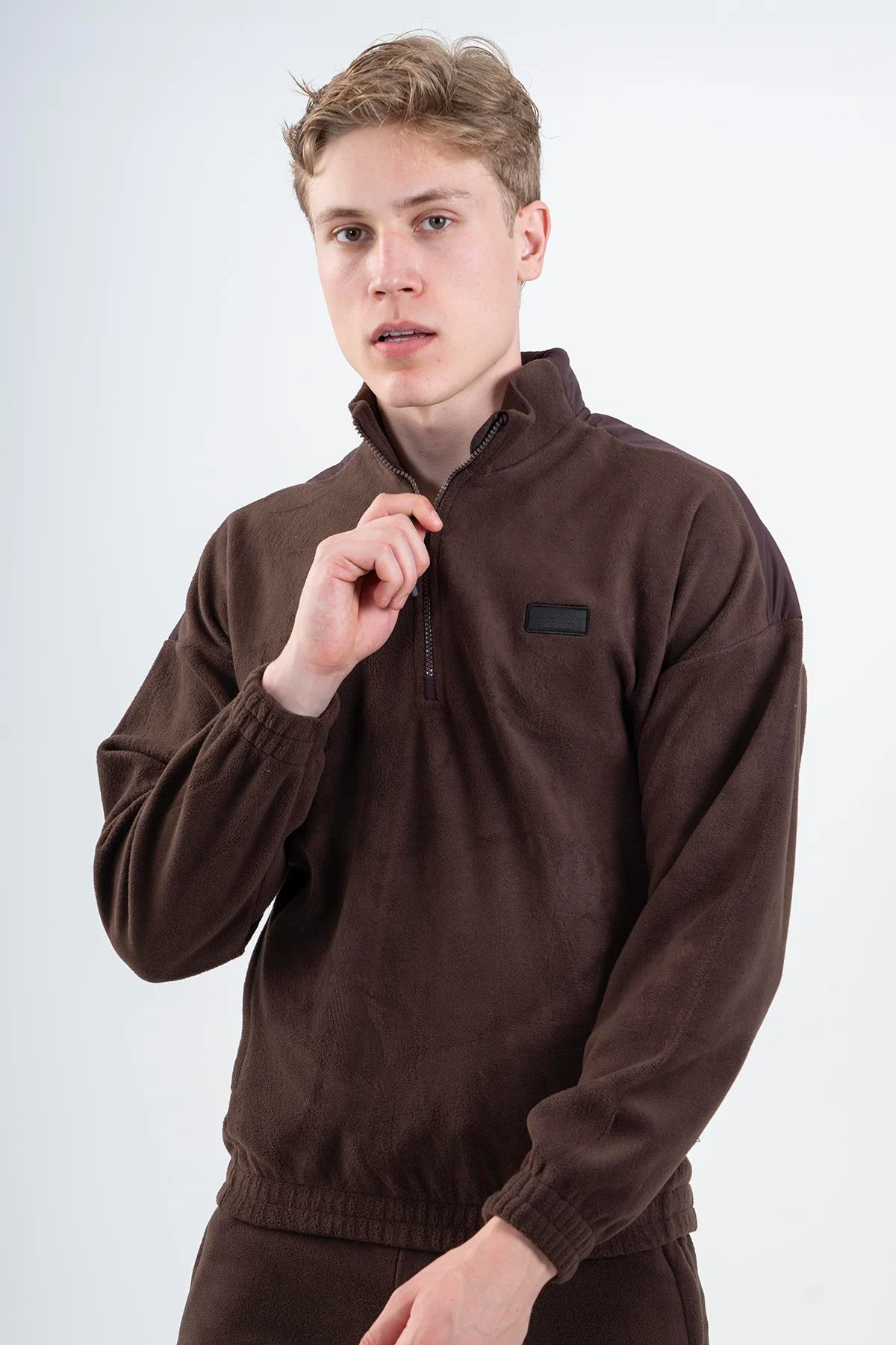 Maraton Comfort Erkek Dik Yaka Kahverengi Sweatshirt - 4