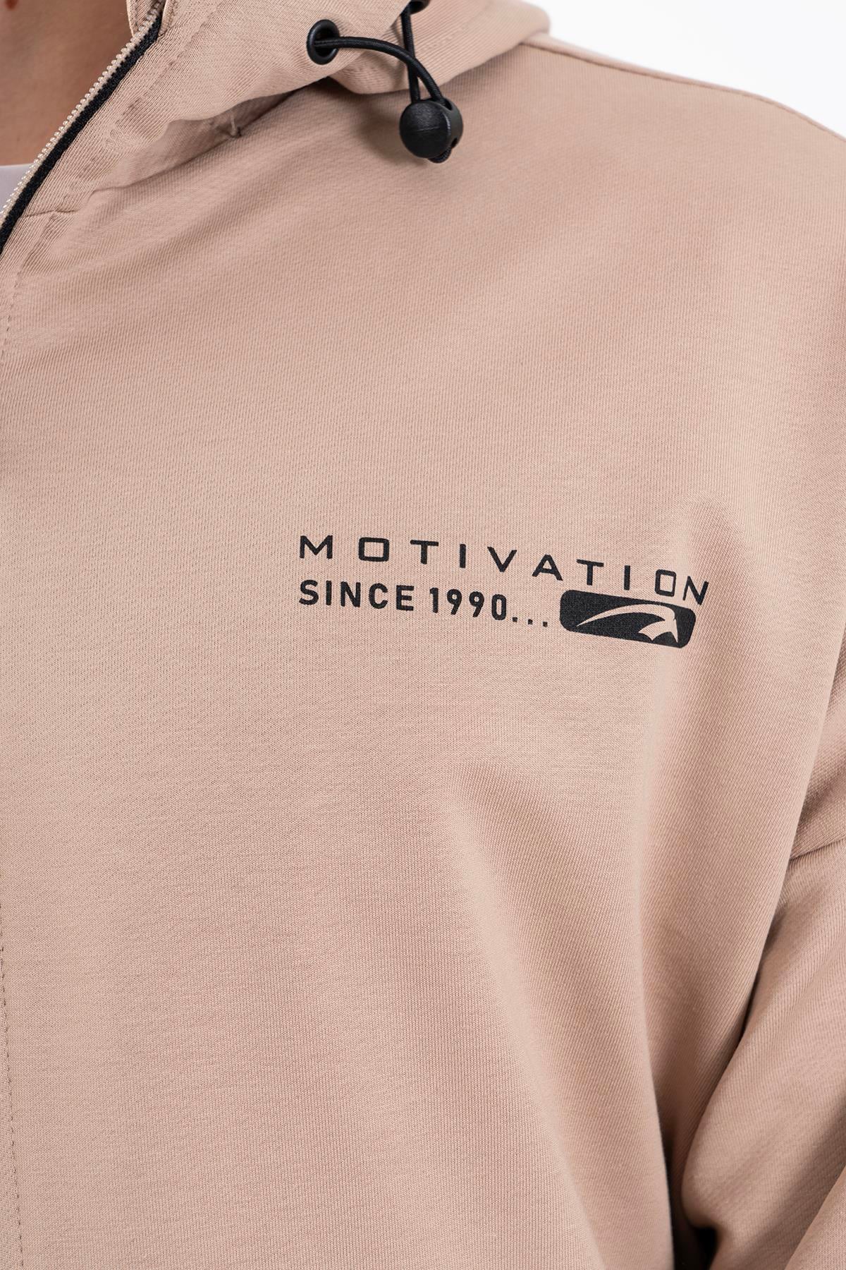 Maraton Comfort Erkek Kapüşonlu Açık Vizon Eşofman Üstü - 6