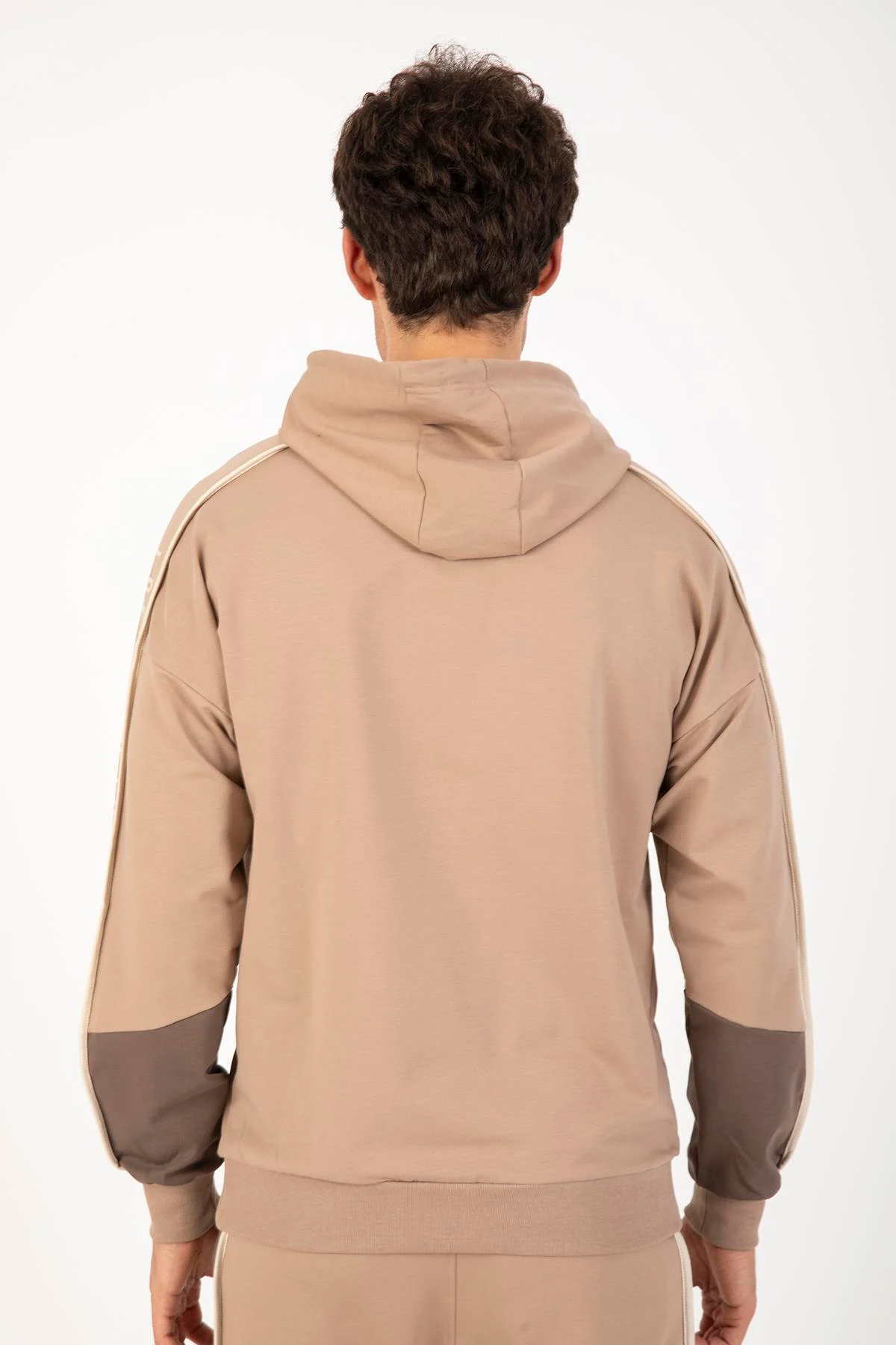 Maraton Comfort Erkek Kapüşonlu Açık Vizon Sweatshirt - 3