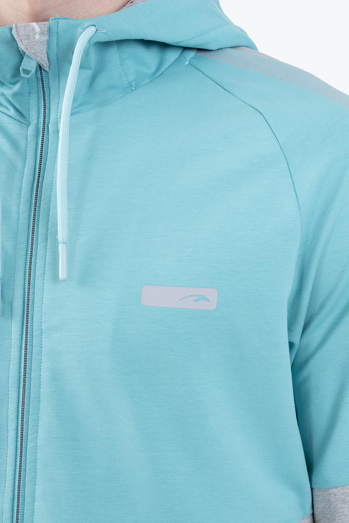 Maraton Comfort Erkek Kapüşonlu Dar Paça Turkuaz Eşofman Takımı - 6