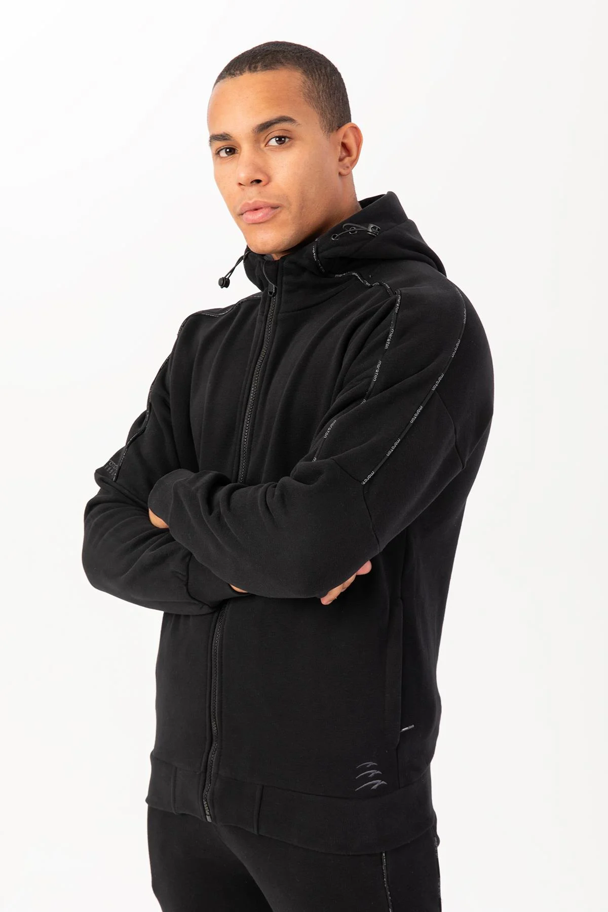 Maraton Comfort Erkek Kapüşonlu Siyah- Eşofman Üstü - 5