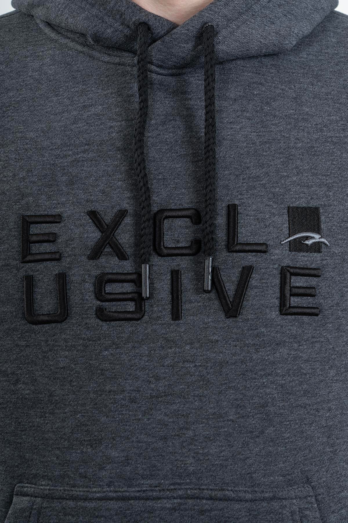 Maraton Comfort Erkek Kapüşonlu Siyahmelanj Sweatshirt - 7