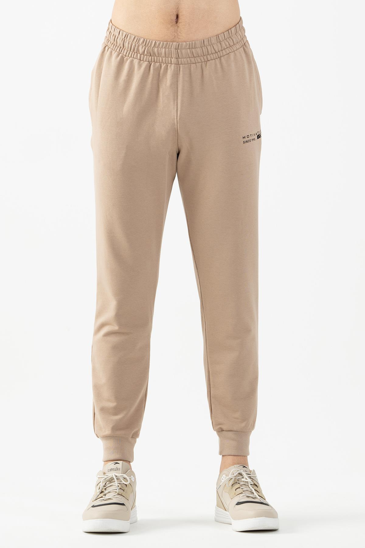 Maraton Comfort Erkek Ribana Paça Açık Vizon Eşofman Altı