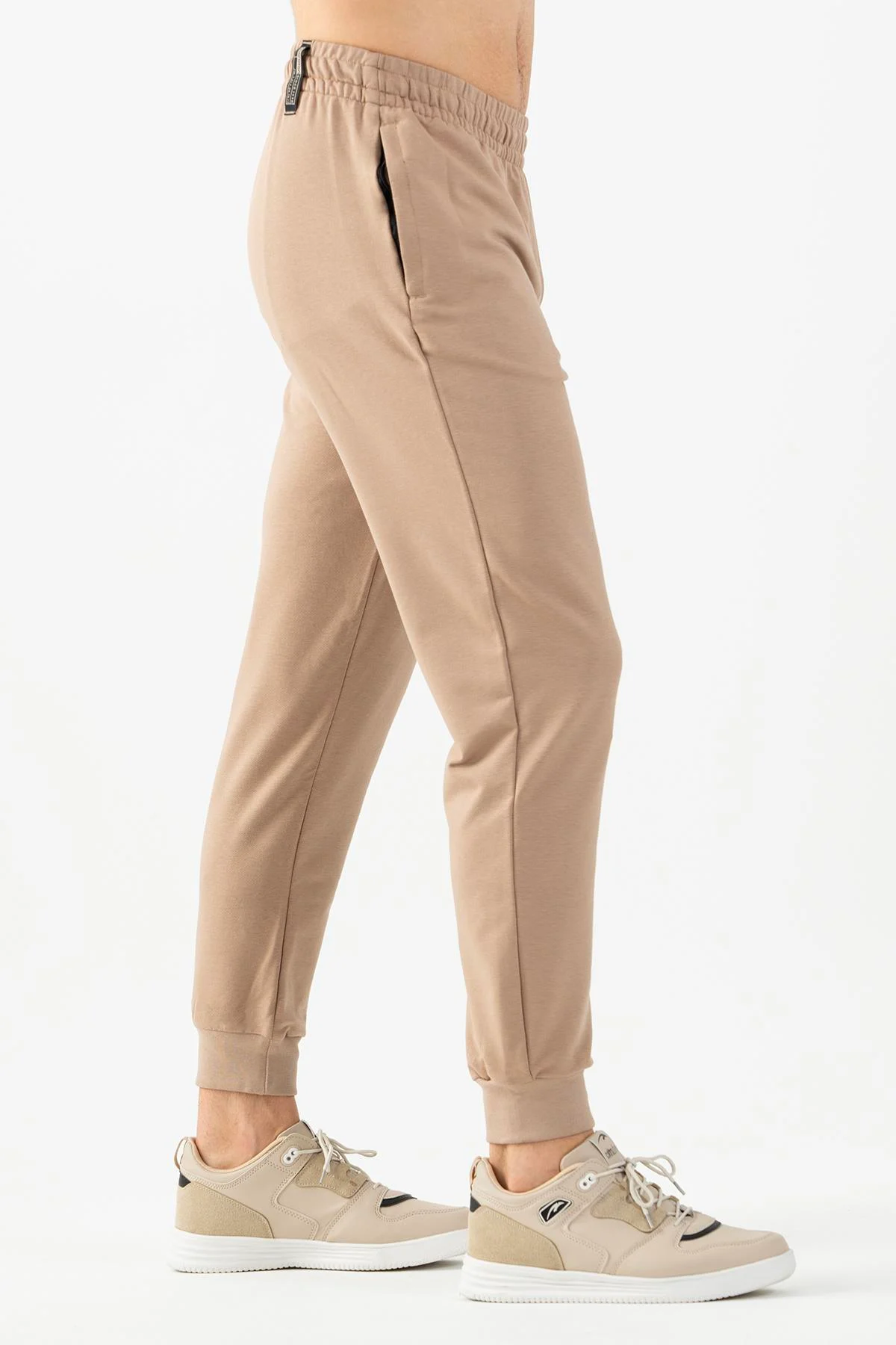 Maraton Comfort Erkek Ribana Paça Açık Vizon Eşofman Altı - 4