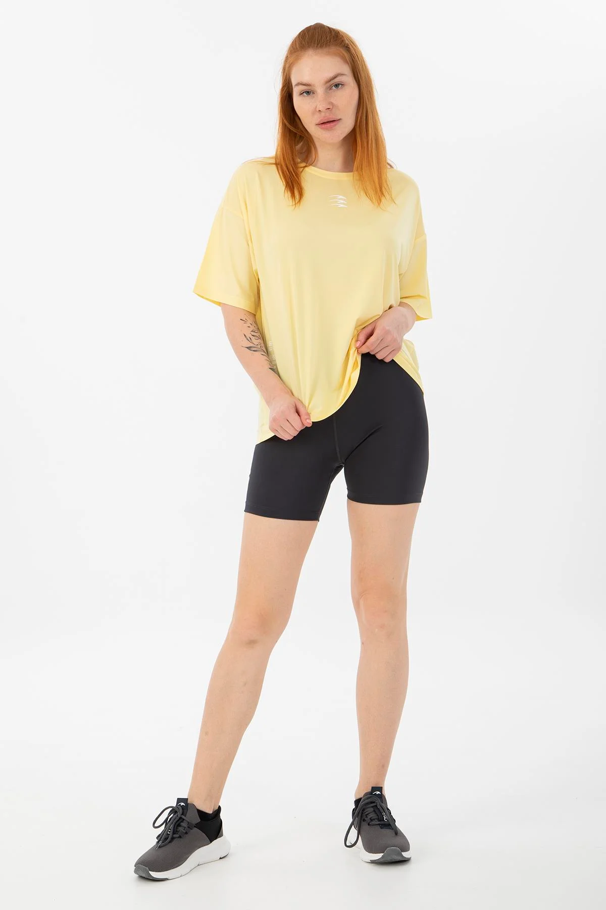 Maraton Comfort Kadın Bisiklet Yaka Açık Sarı T-shirt - 5