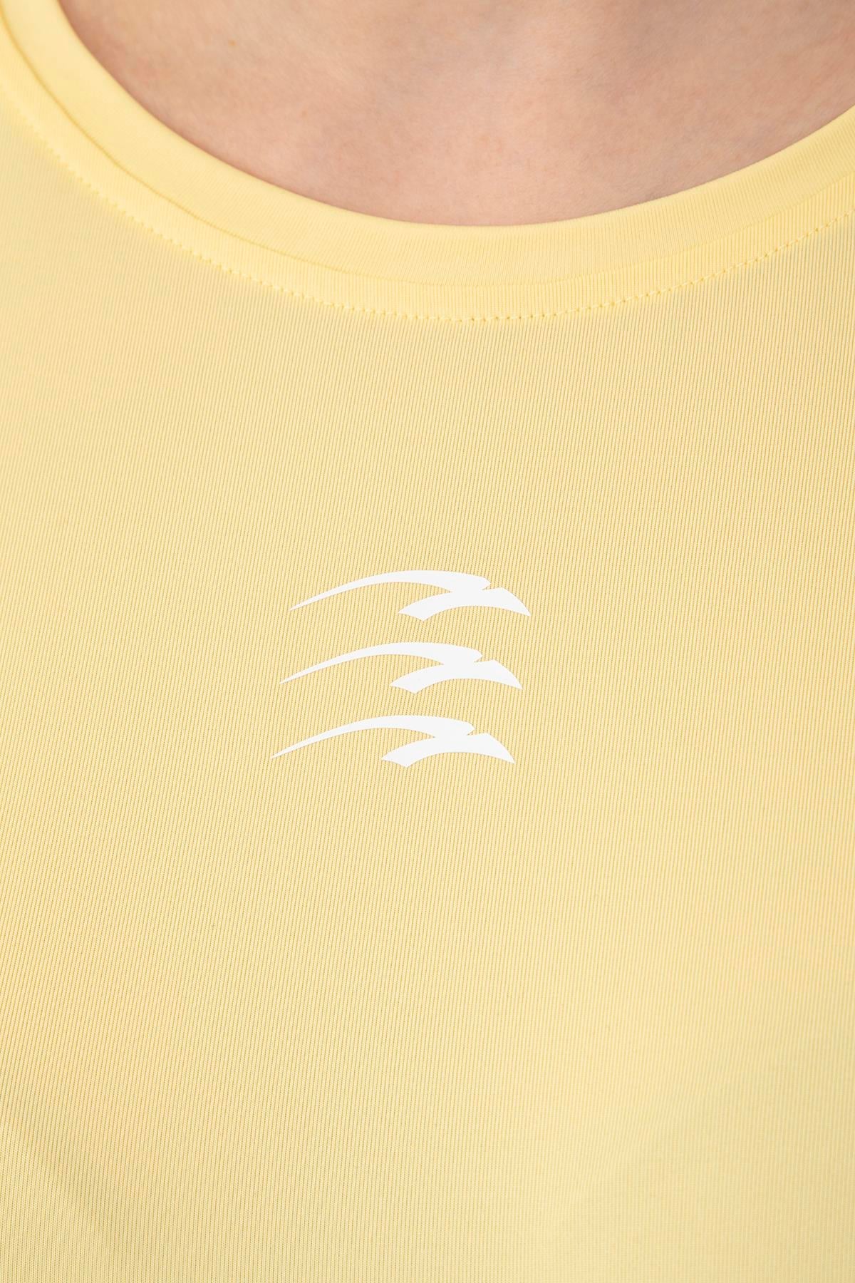 Maraton Comfort Kadın Bisiklet Yaka Açık Sarı T-shirt - 7