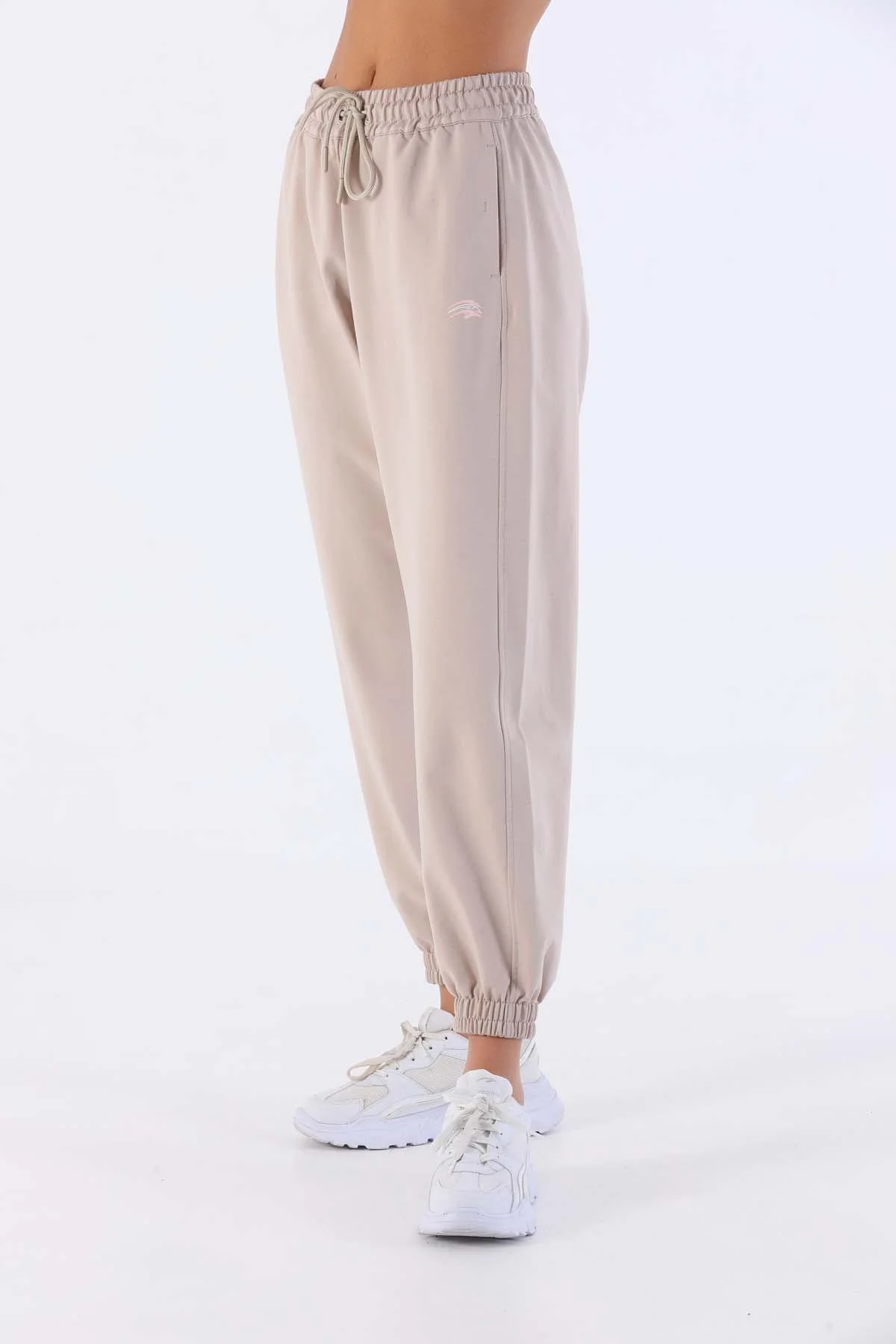 Maraton Comfort Kadın Bol Dönüşlü Paça Taş Rengi Pantolon - 4