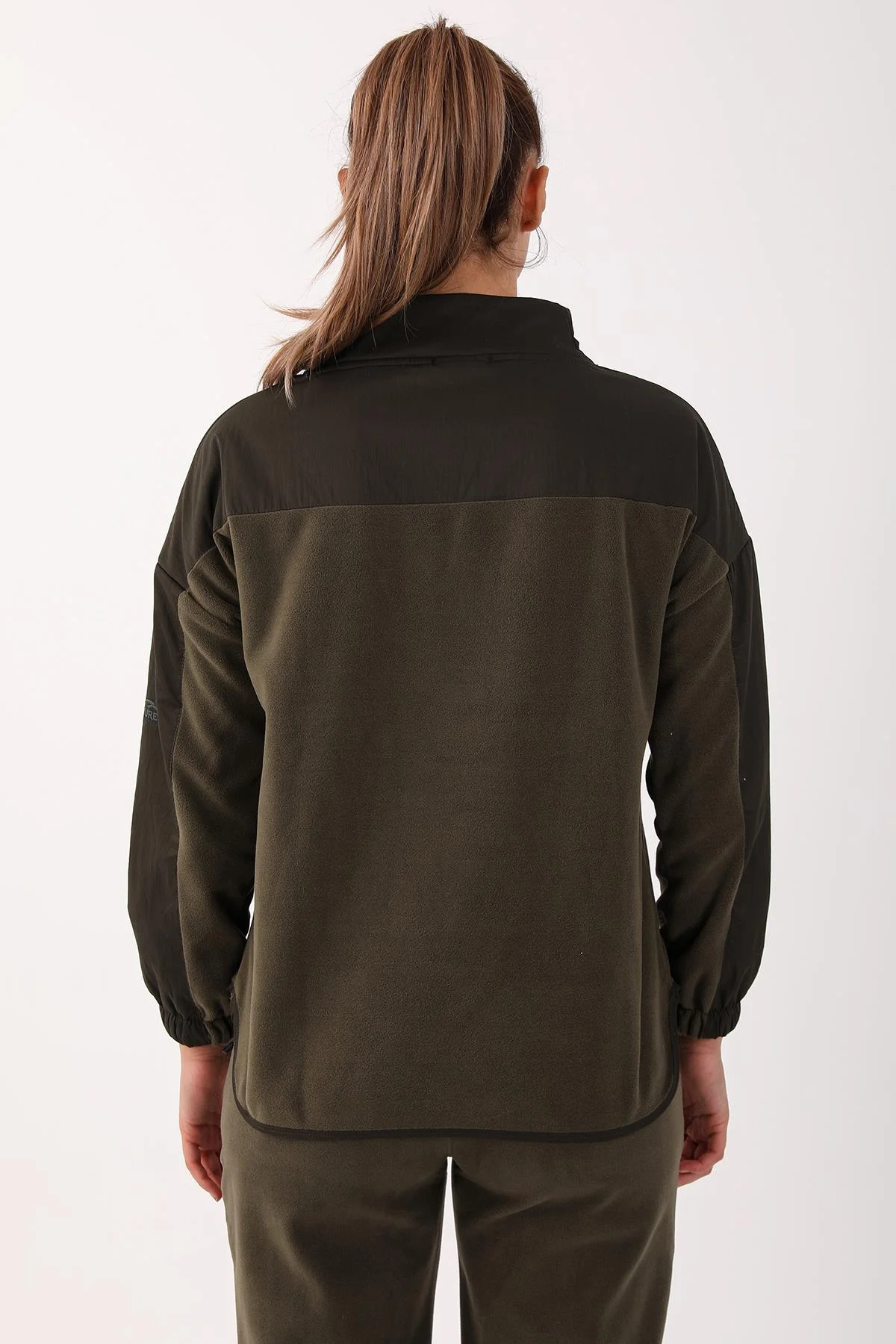 Maraton Comfort Kadın Dik Yaka Haki Sweatshirt - 3