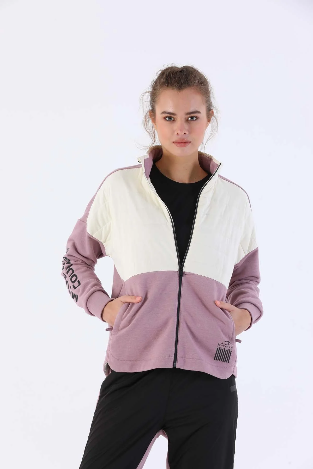 Maraton Comfort Kadın Dik Yaka Koyu Lila Tracktop