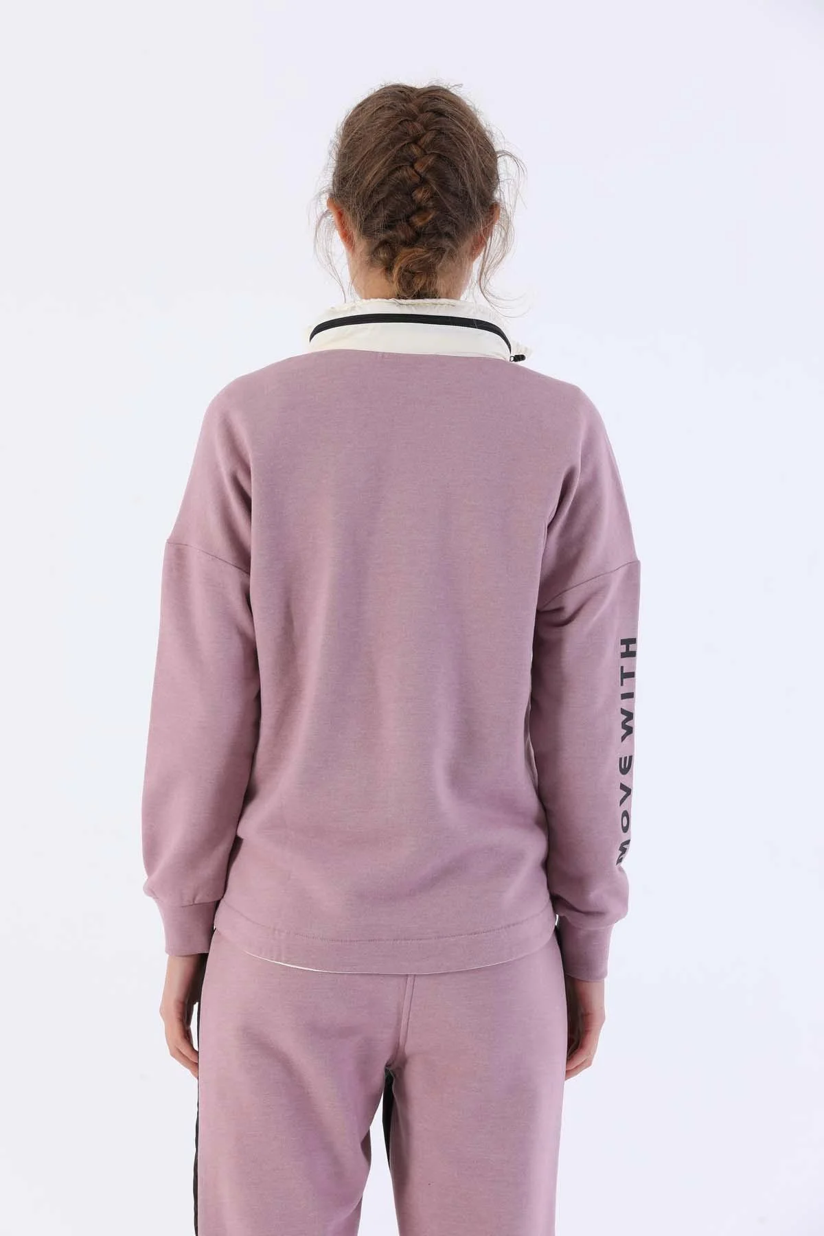 Maraton Comfort Kadın Dik Yaka Koyu Lila Tracktop - 3