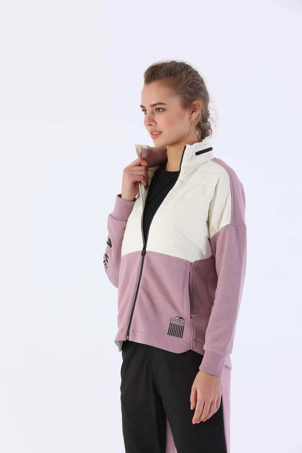 Maraton Comfort Kadın Dik Yaka Koyu Lila Tracktop - 4