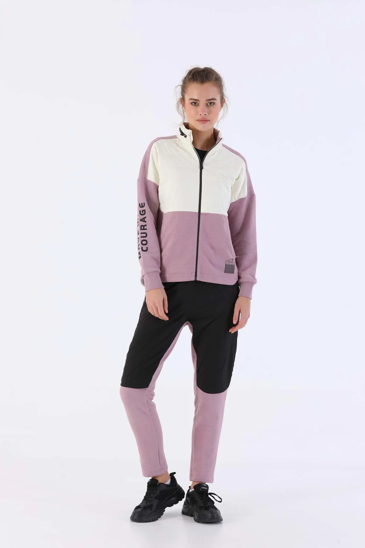 Maraton Comfort Kadın Dik Yaka Koyu Lila Tracktop - 5