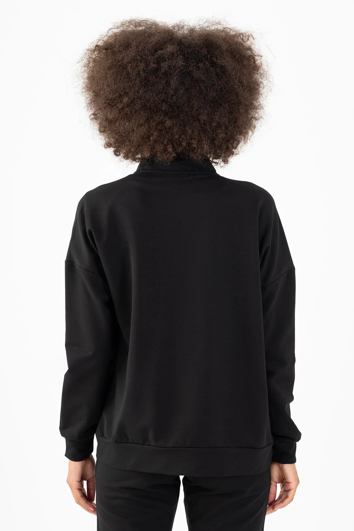 Maraton Comfort Kadın Dik Yaka Siyah Tracktop - 3