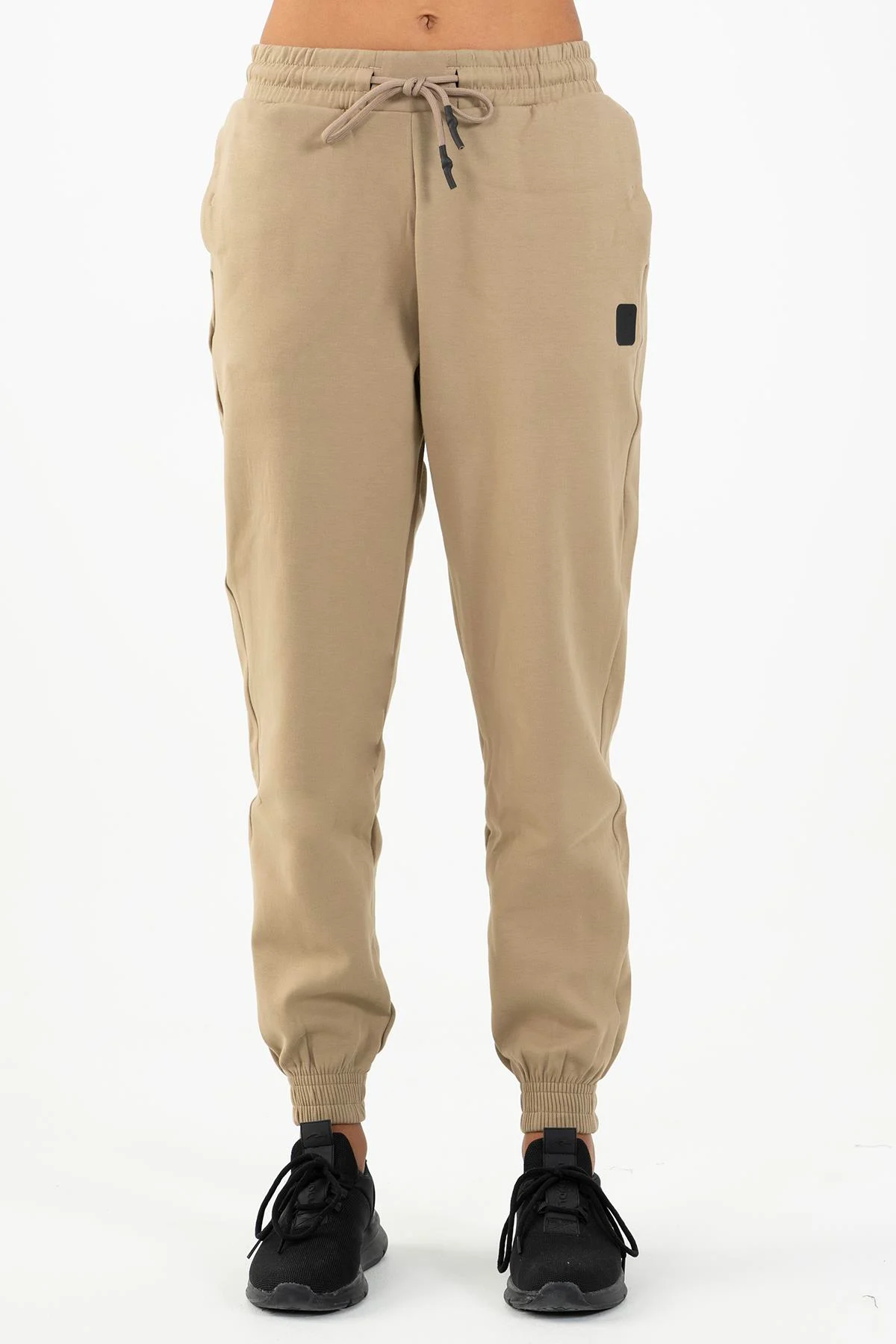 Maraton Comfort Kadın Dönüşlü Paça Açık Vizon Eşofman Altı