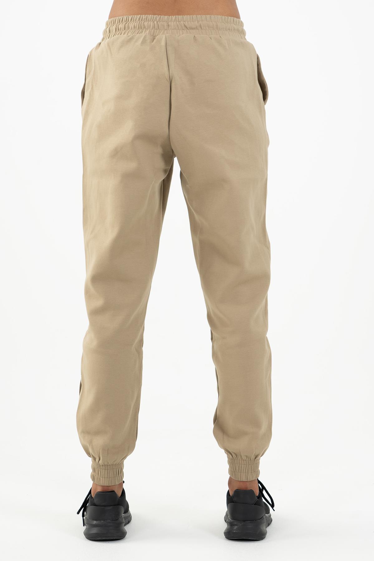 Maraton Comfort Kadın Dönüşlü Paça Açık Vizon Eşofman Altı - 3