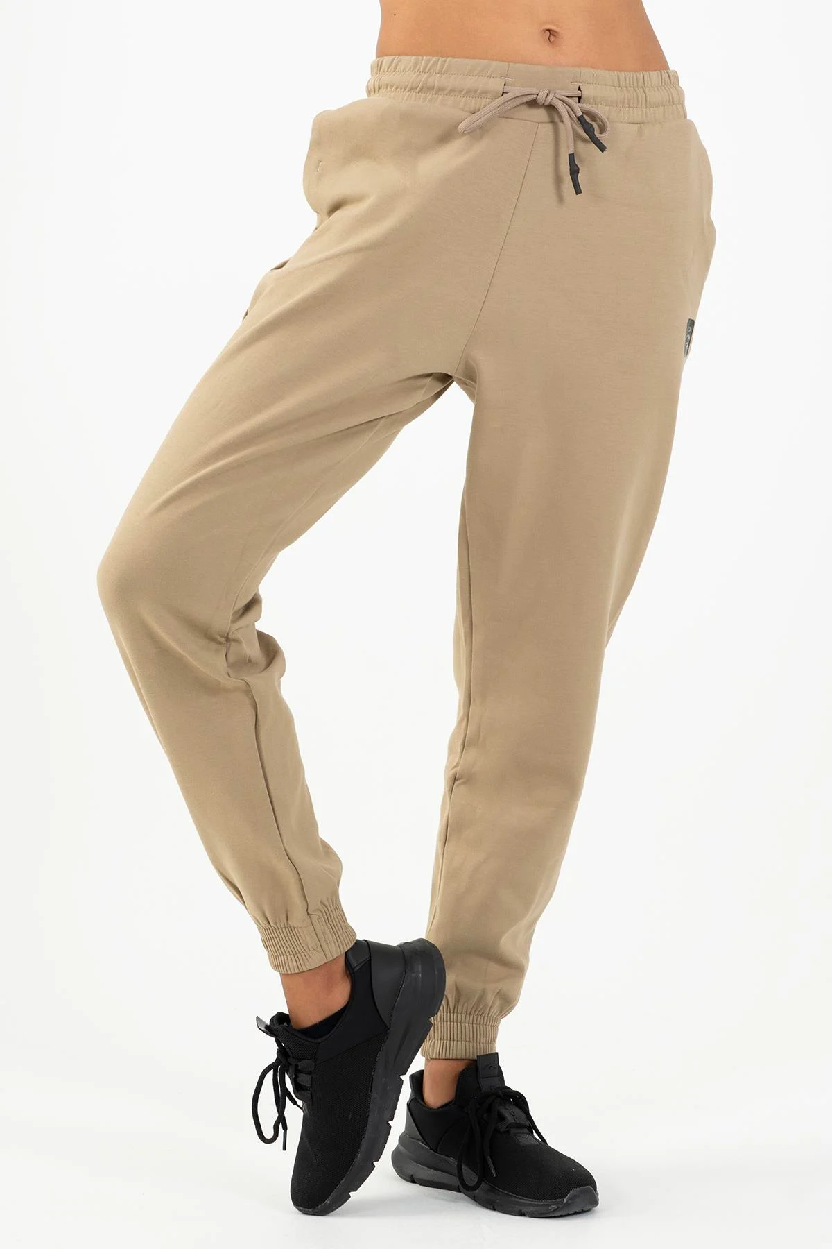 Maraton Comfort Kadın Dönüşlü Paça Açık Vizon Eşofman Altı - 5