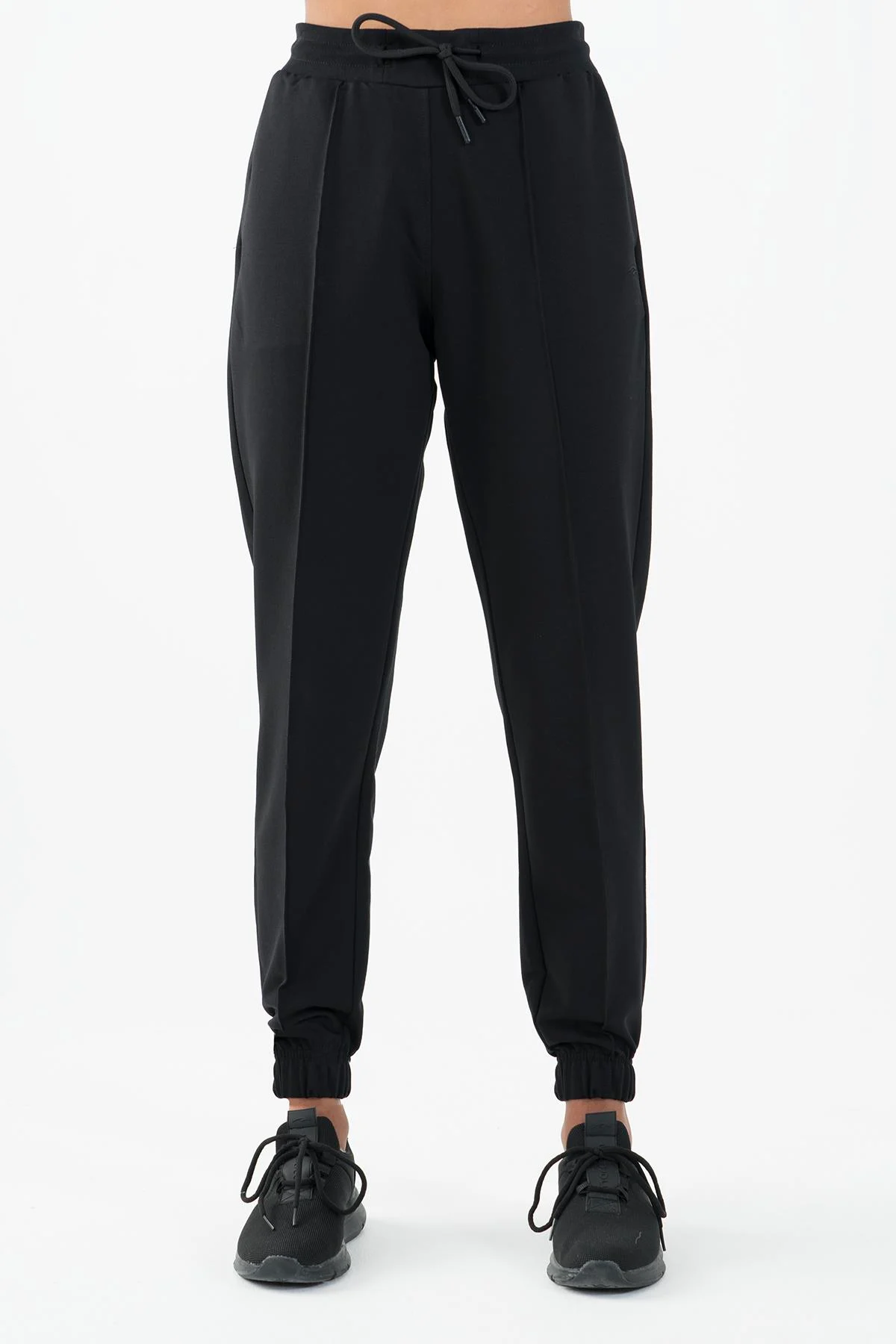 Maraton Comfort Kadın Dönüşlü Paça Siyah- Eşofman Altı