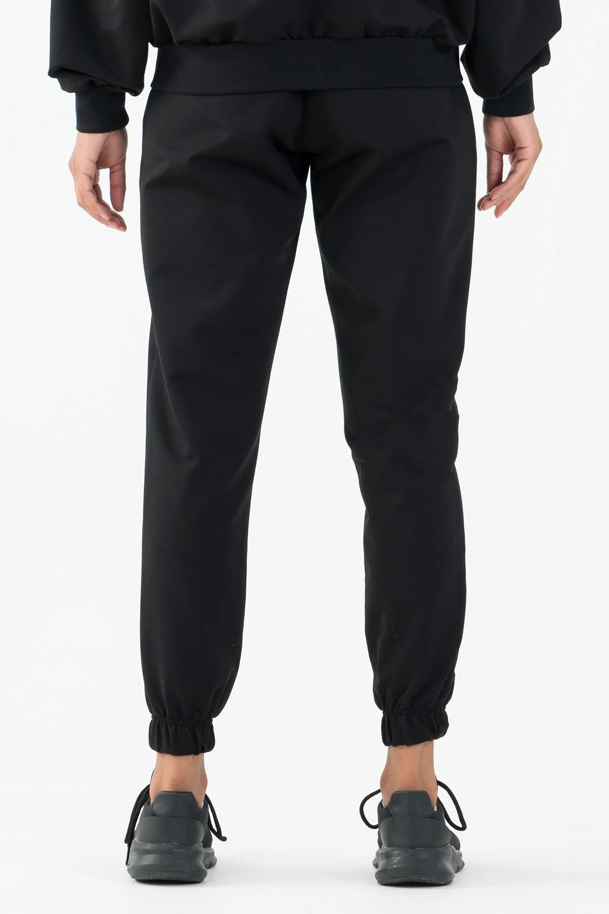 Maraton Comfort Kadın Dönüşlü Paça Siyah- Eşofman Altı - 3