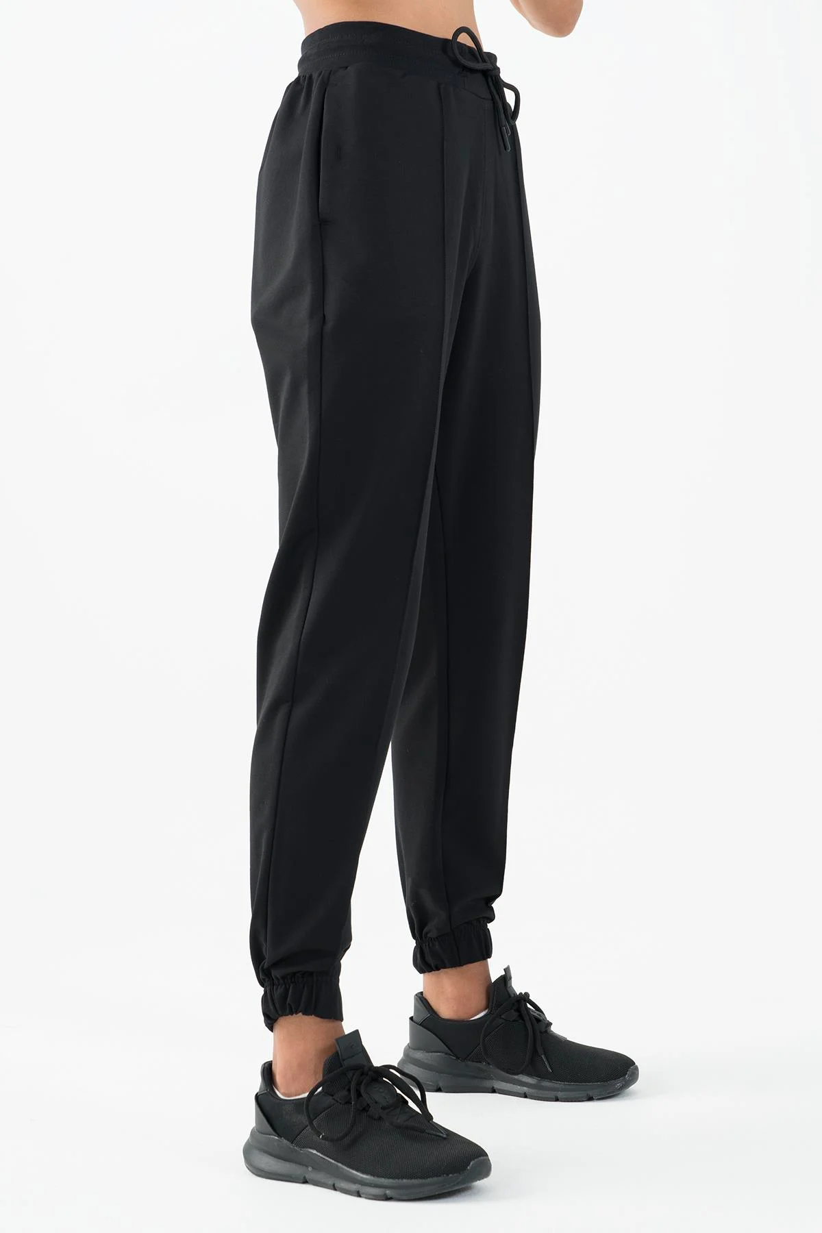 Maraton Comfort Kadın Dönüşlü Paça Siyah- Eşofman Altı - 4