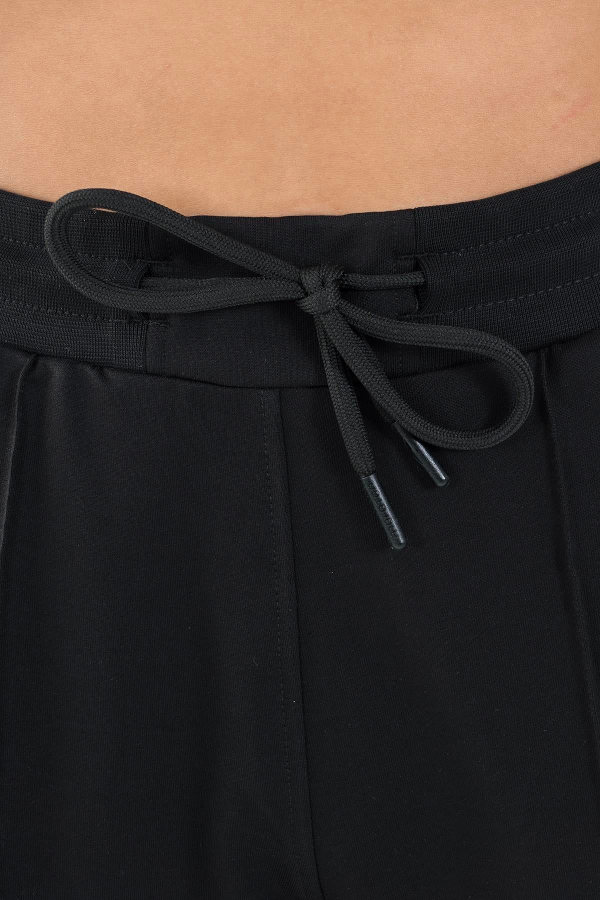 Maraton Comfort Kadın Dönüşlü Paça Siyah- Eşofman Altı - 7