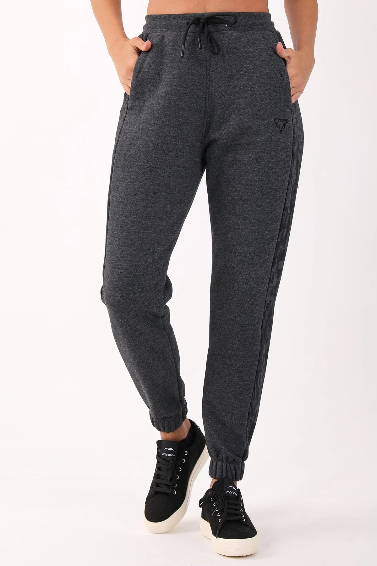 Maraton Comfort Kadın Dönüşlü Paça Siyah Pantolon