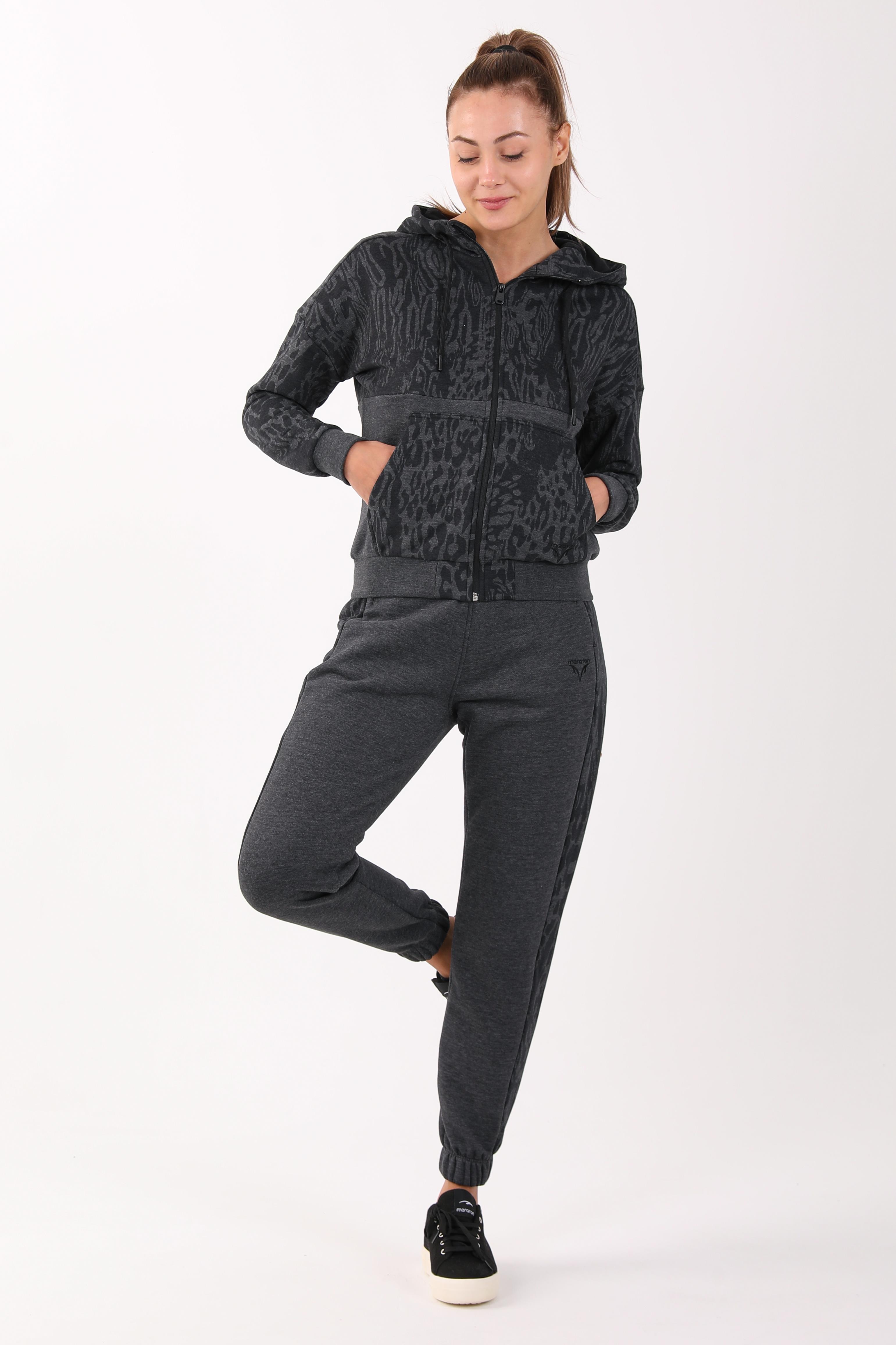 Maraton Comfort Kadın Dönüşlü Paça Siyah Pantolon - 5