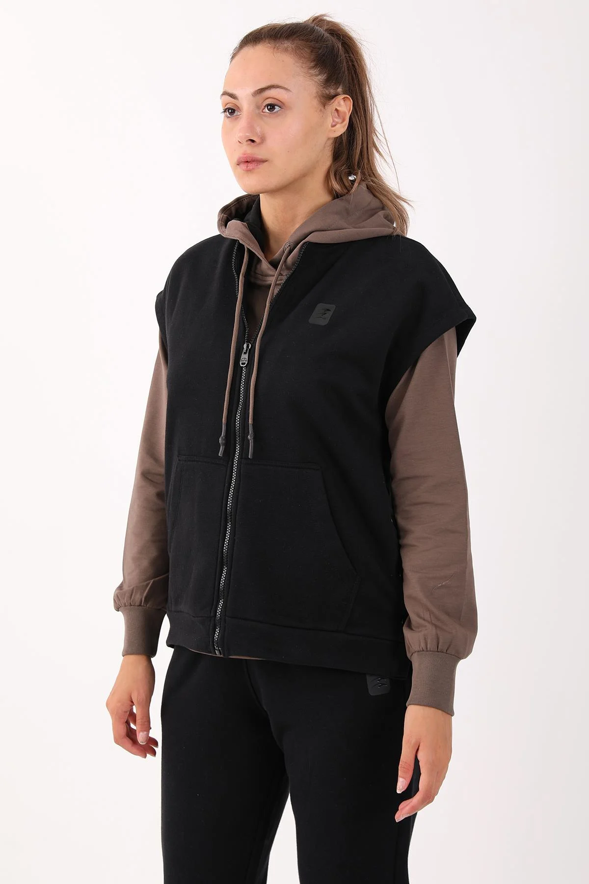 Maraton Comfort Kadın Hakim Yaka Siyah Eşofman Takımı - 4