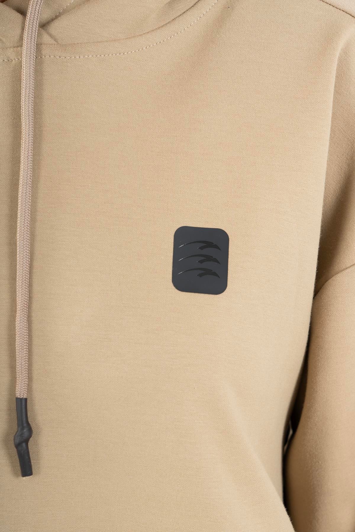 Maraton Comfort Kadın Kapüşonlu Açık Vizon Sweatshirt - 5