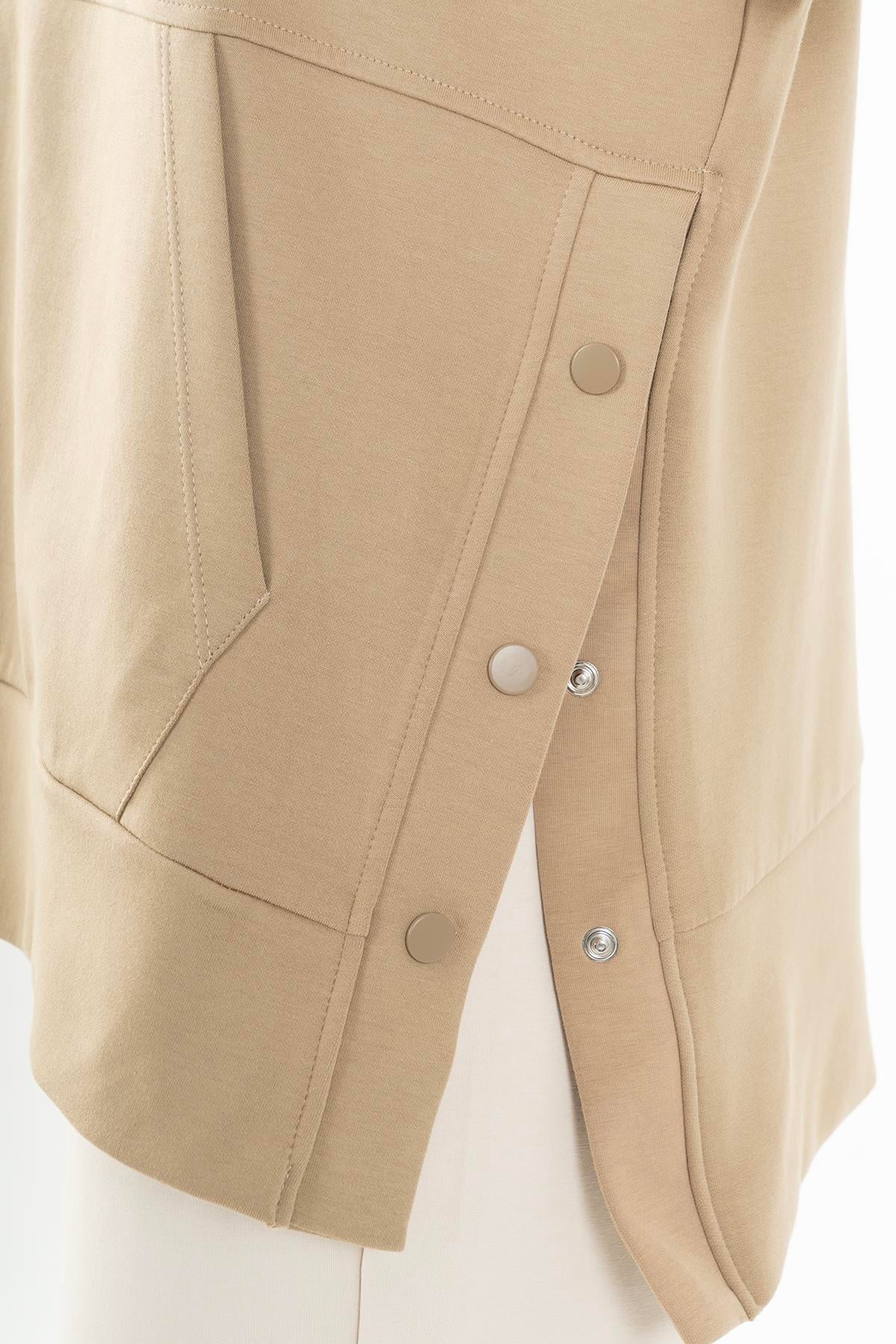 Maraton Comfort Kadın Kapüşonlu Açık Vizon Sweatshirt - 6