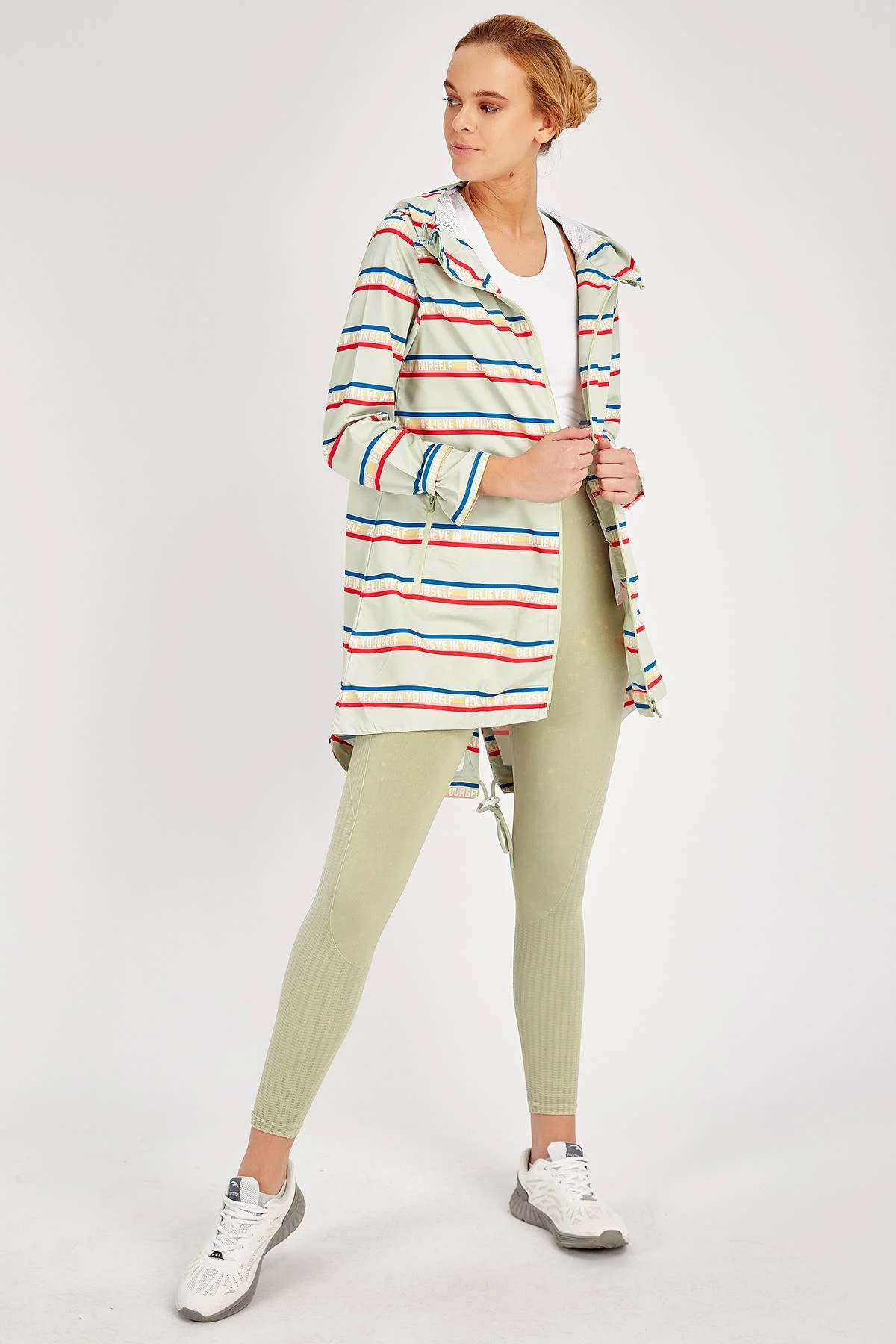 Maraton Comfort Kadın Kapüşonlu Açık Yeşil Yağmurluk - 4