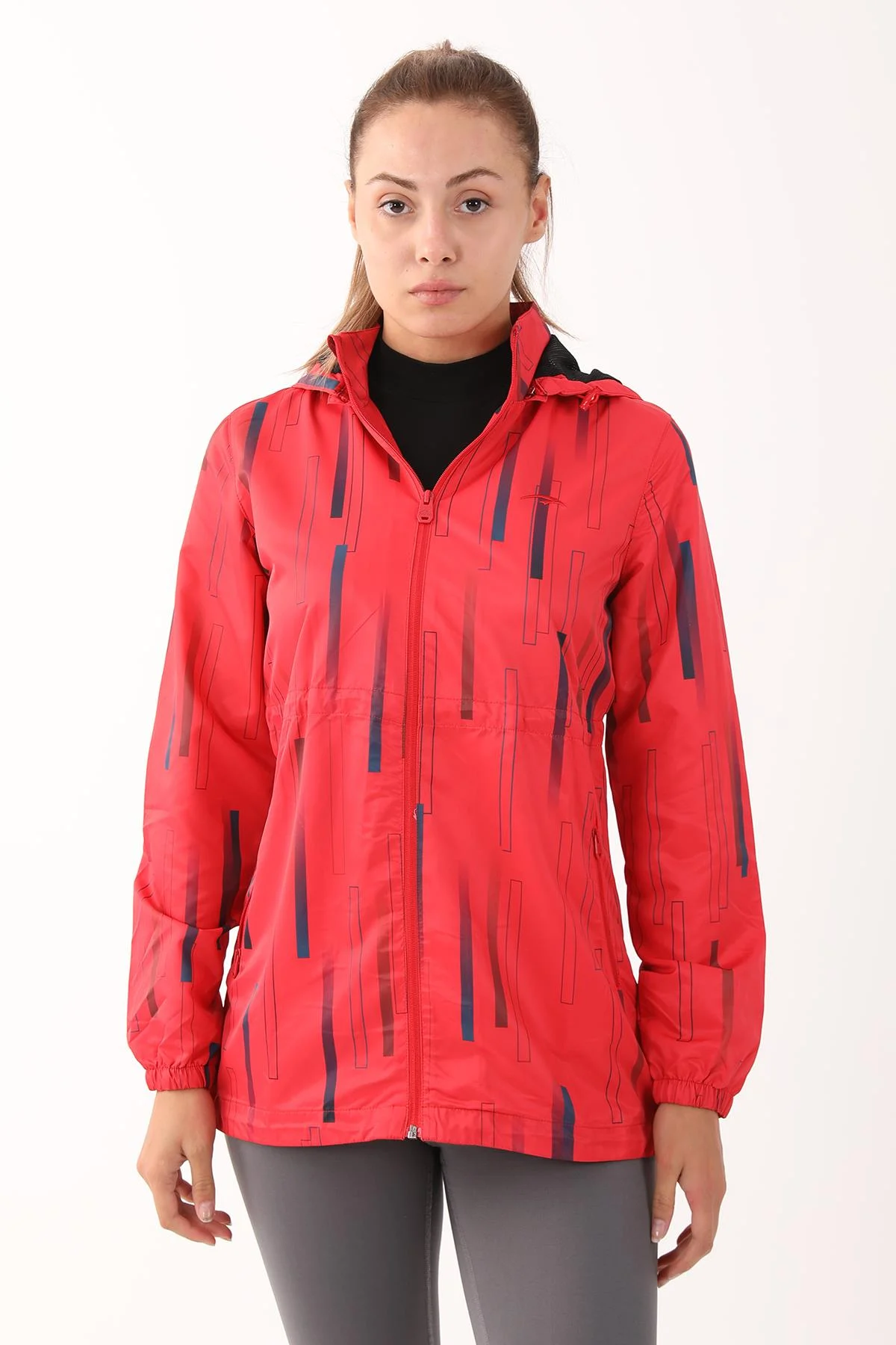Maraton Comfort Kadın Kapüşonlu Kırmızı Yağmurluk