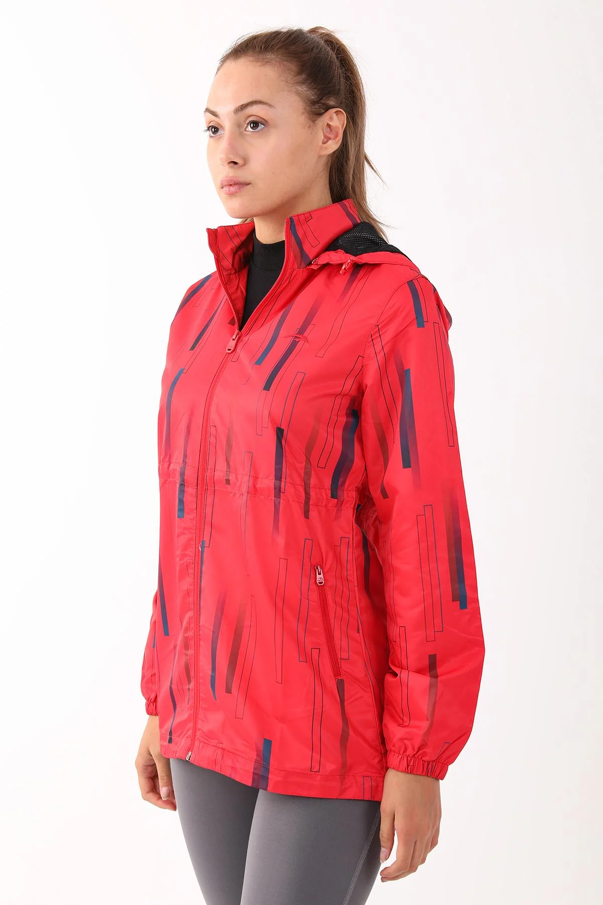 Maraton Comfort Kadın Kapüşonlu Kırmızı Yağmurluk - 4