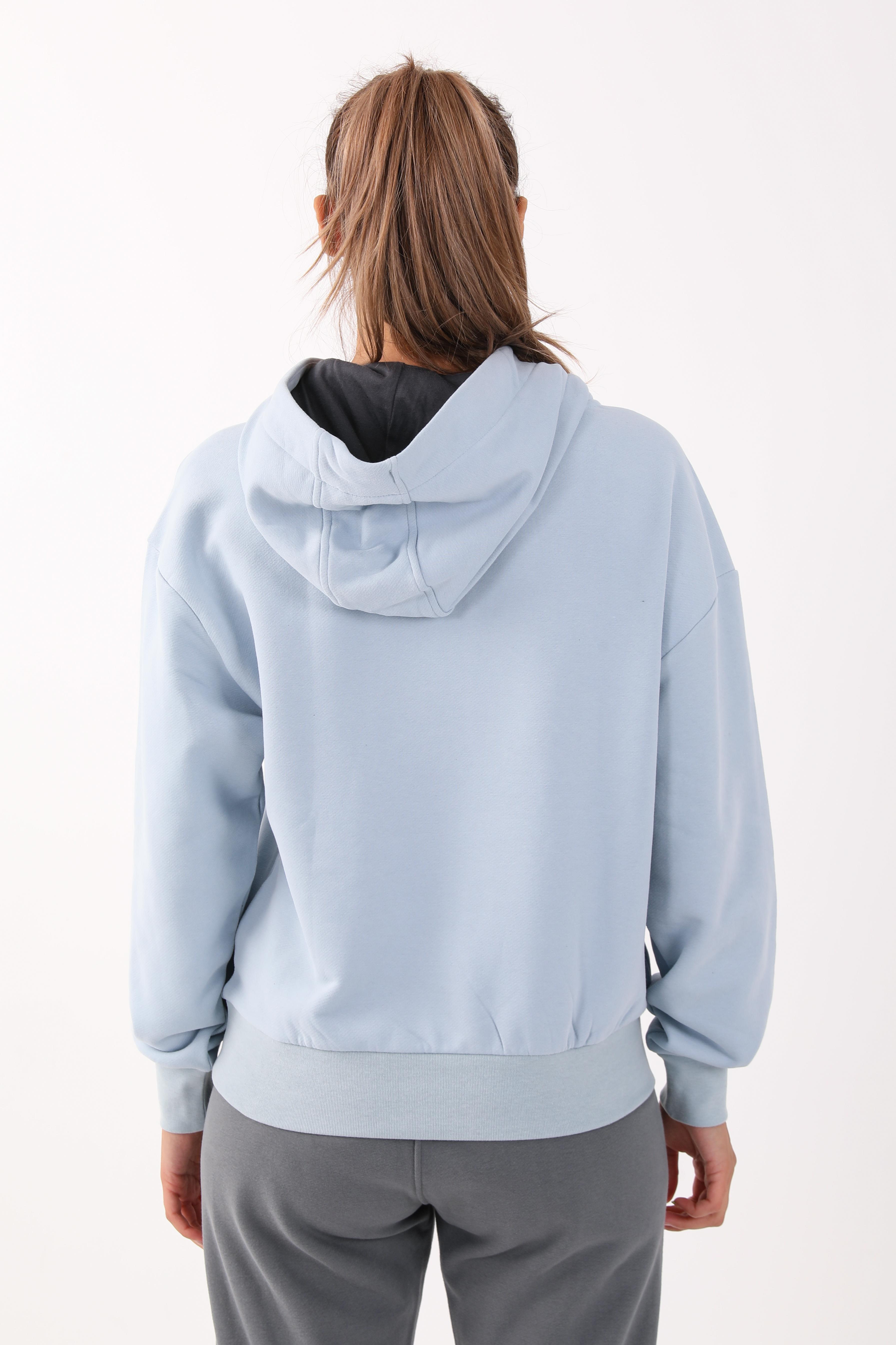 Maraton Comfort Kadın Kapüşonlu Sislimavi Sweatshirt - 3