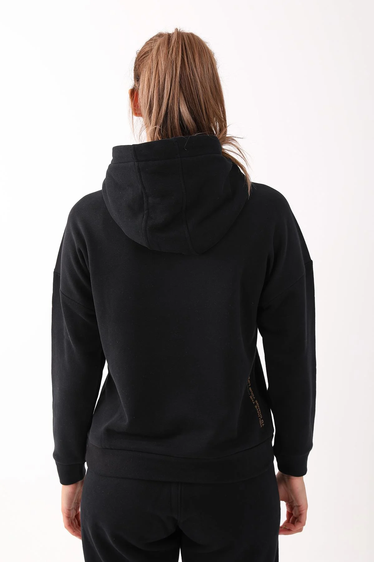 Maraton Comfort Kadın Kapüşonlu Siyah Sweatshirt - 3