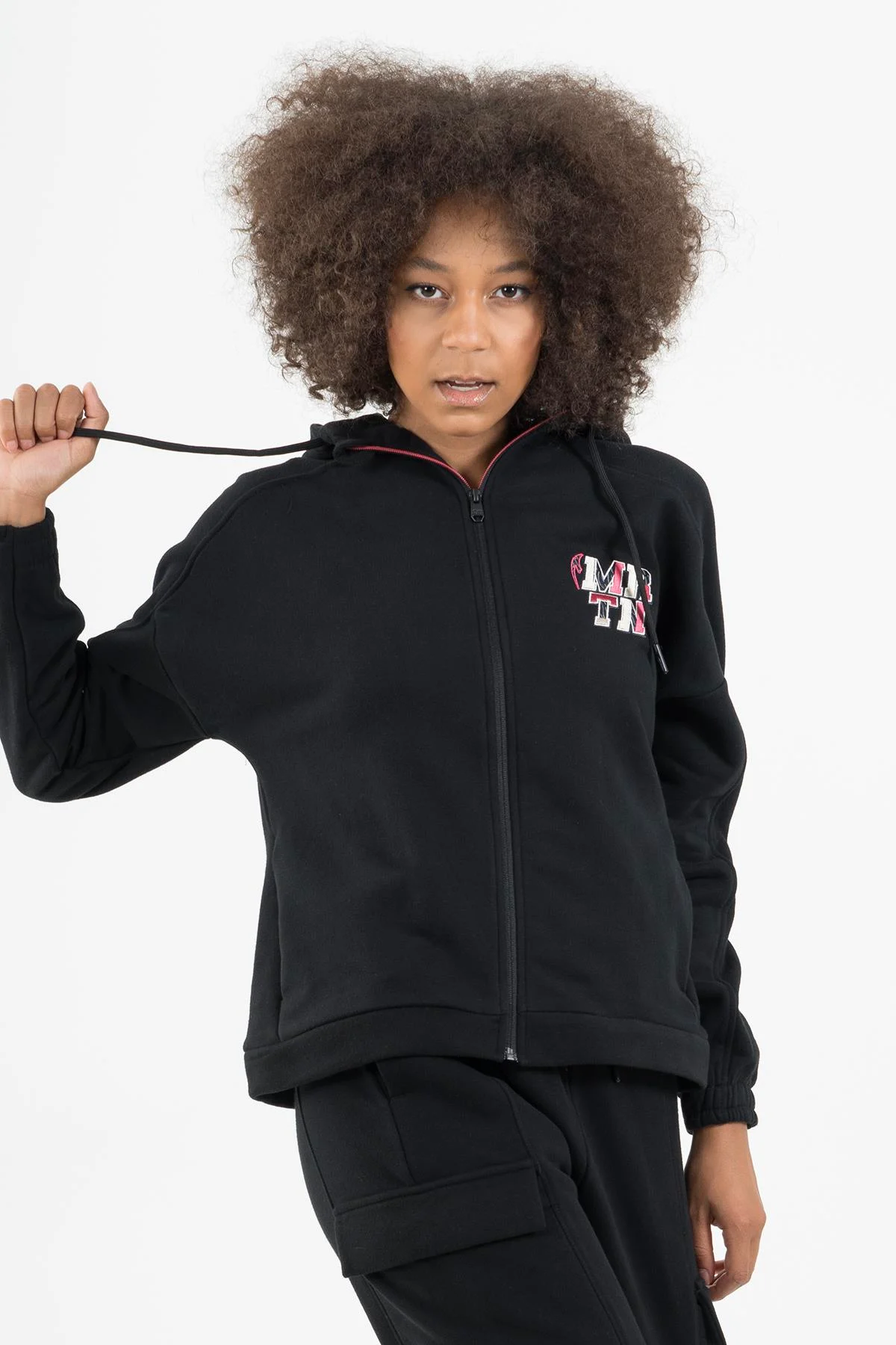 Maraton Comfort Kadın Kapüşonlu Siyah- Tracktop - 4