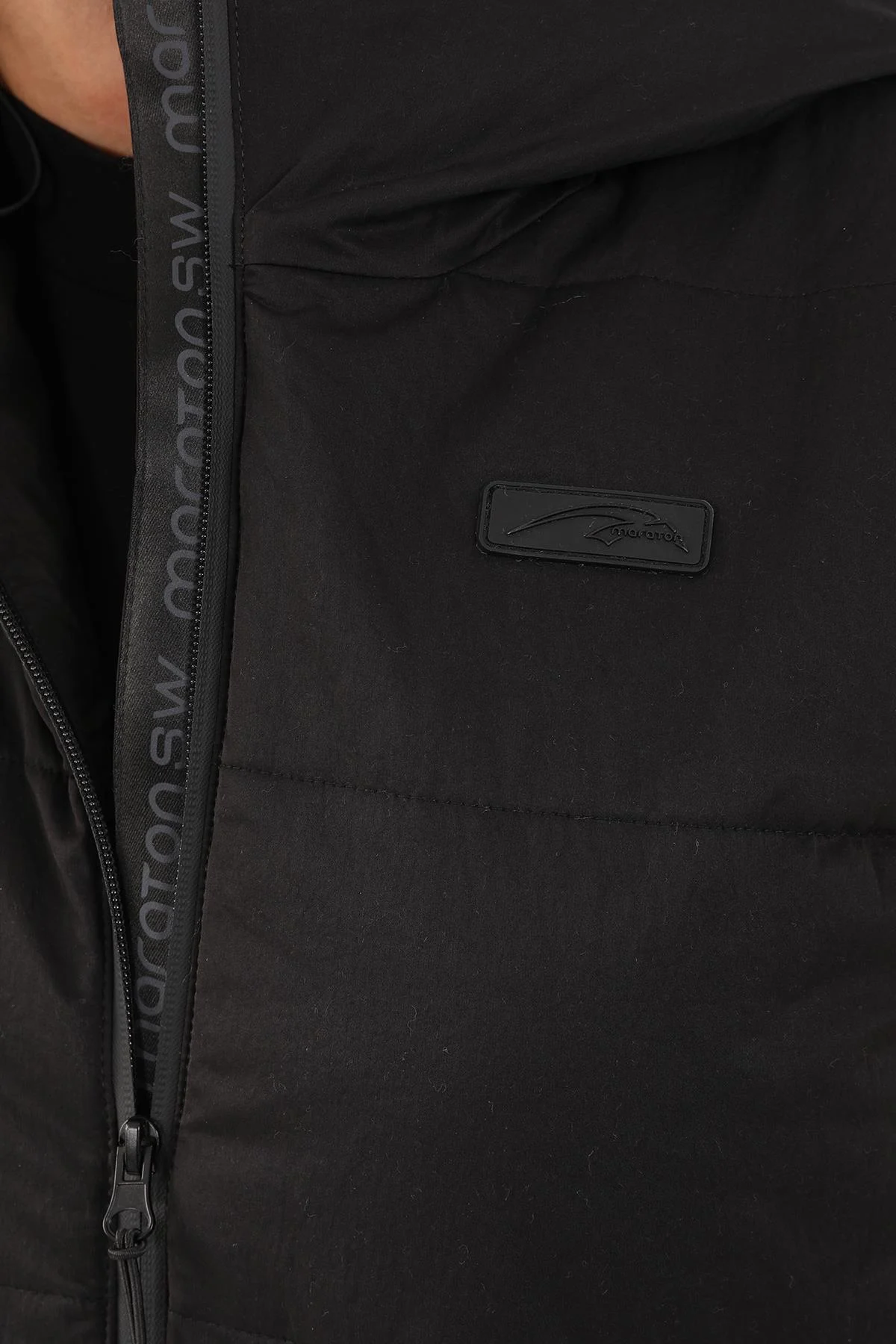 Maraton Comfort Kadın Kapüşonlu Siyah Yelek - 6