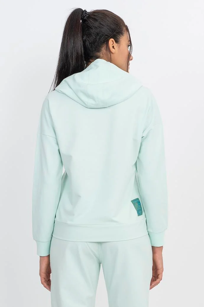 Maraton Comfort Kadın Kapüşonlu Su Yeşili Sweatshirt - 3