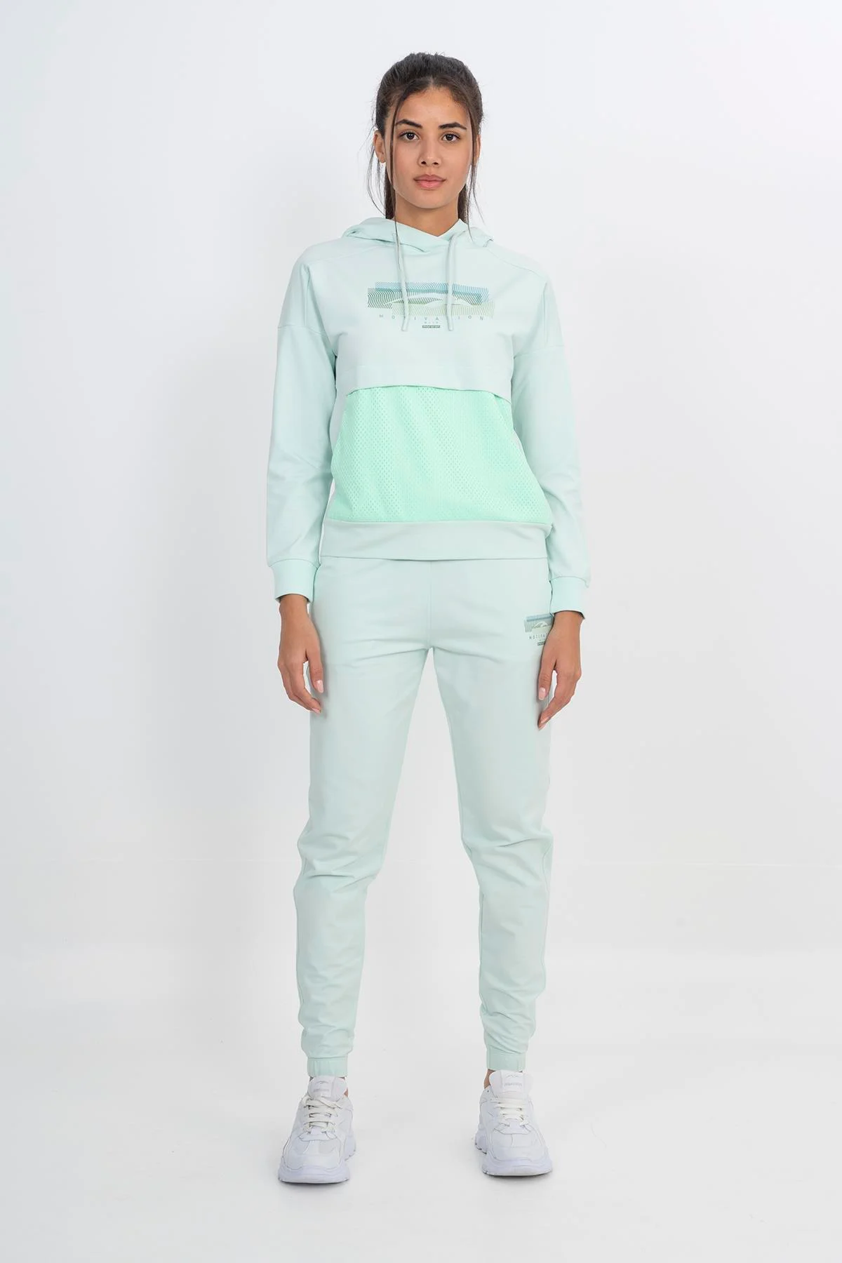 Maraton Comfort Kadın Kapüşonlu Su Yeşili Sweatshirt - 5