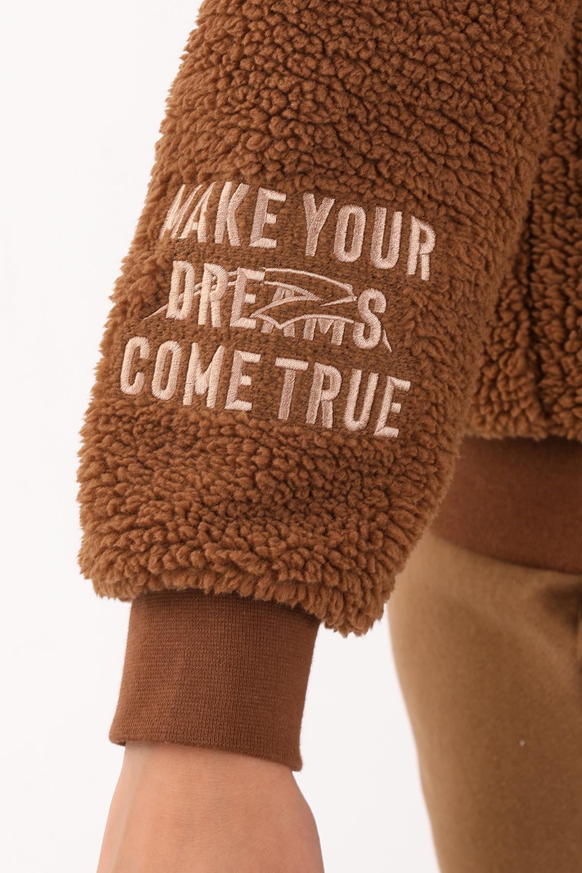 Maraton Comfort Kadın Kapüşonlu Taba Sweatshirt - 7