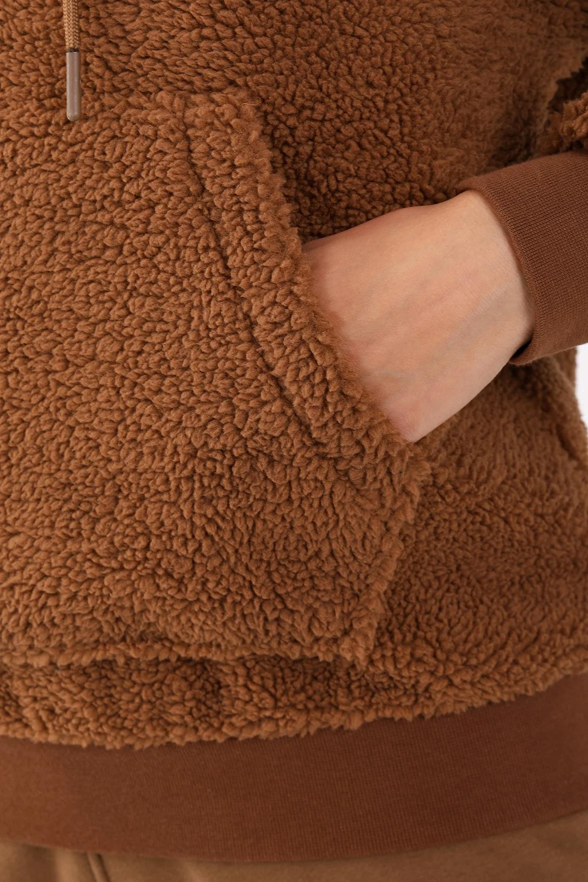 Maraton Comfort Kadın Kapüşonlu Taba Sweatshirt - 8