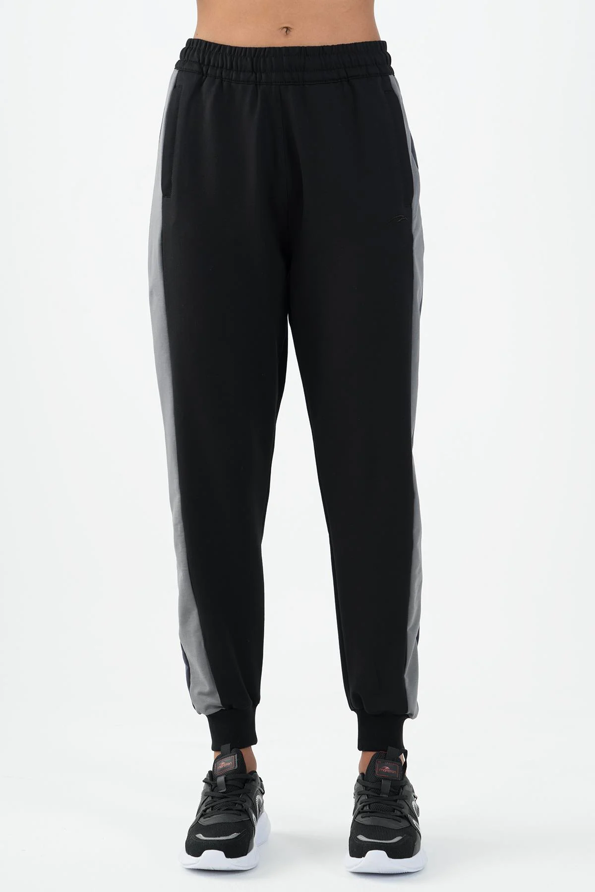 Maraton Comfort Kadın Ribana Paça Siyah Eşofman Altı