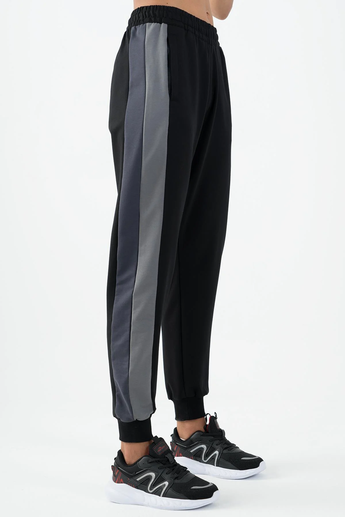 Maraton Comfort Kadın Ribana Paça Siyah Eşofman Altı - 4