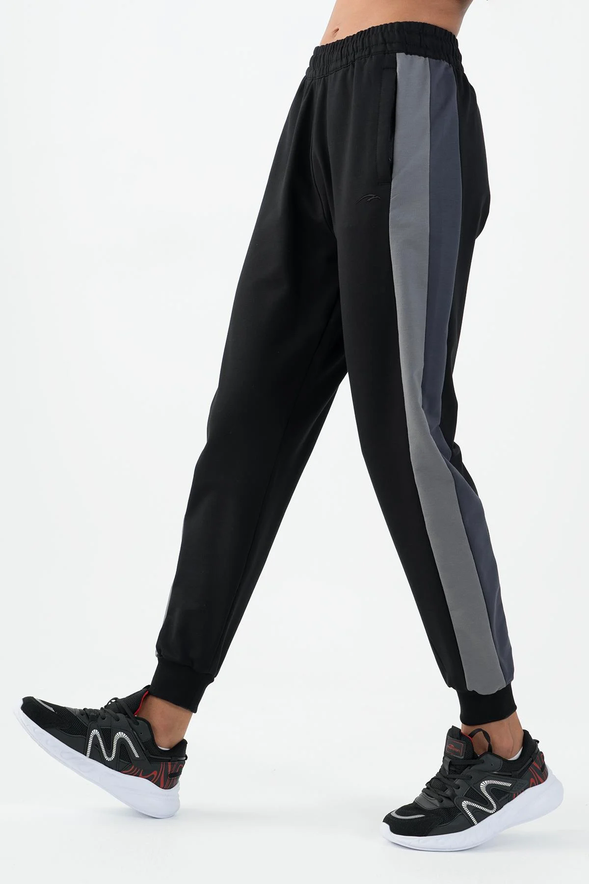 Maraton Comfort Kadın Ribana Paça Siyah Eşofman Altı - 5