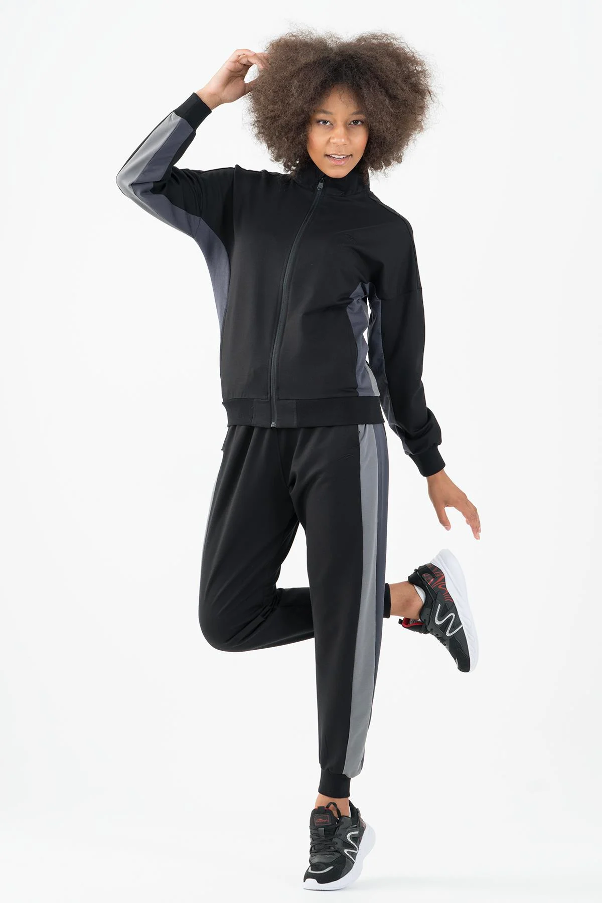 Maraton Comfort Kadın Ribana Paça Siyah Eşofman Altı - 6