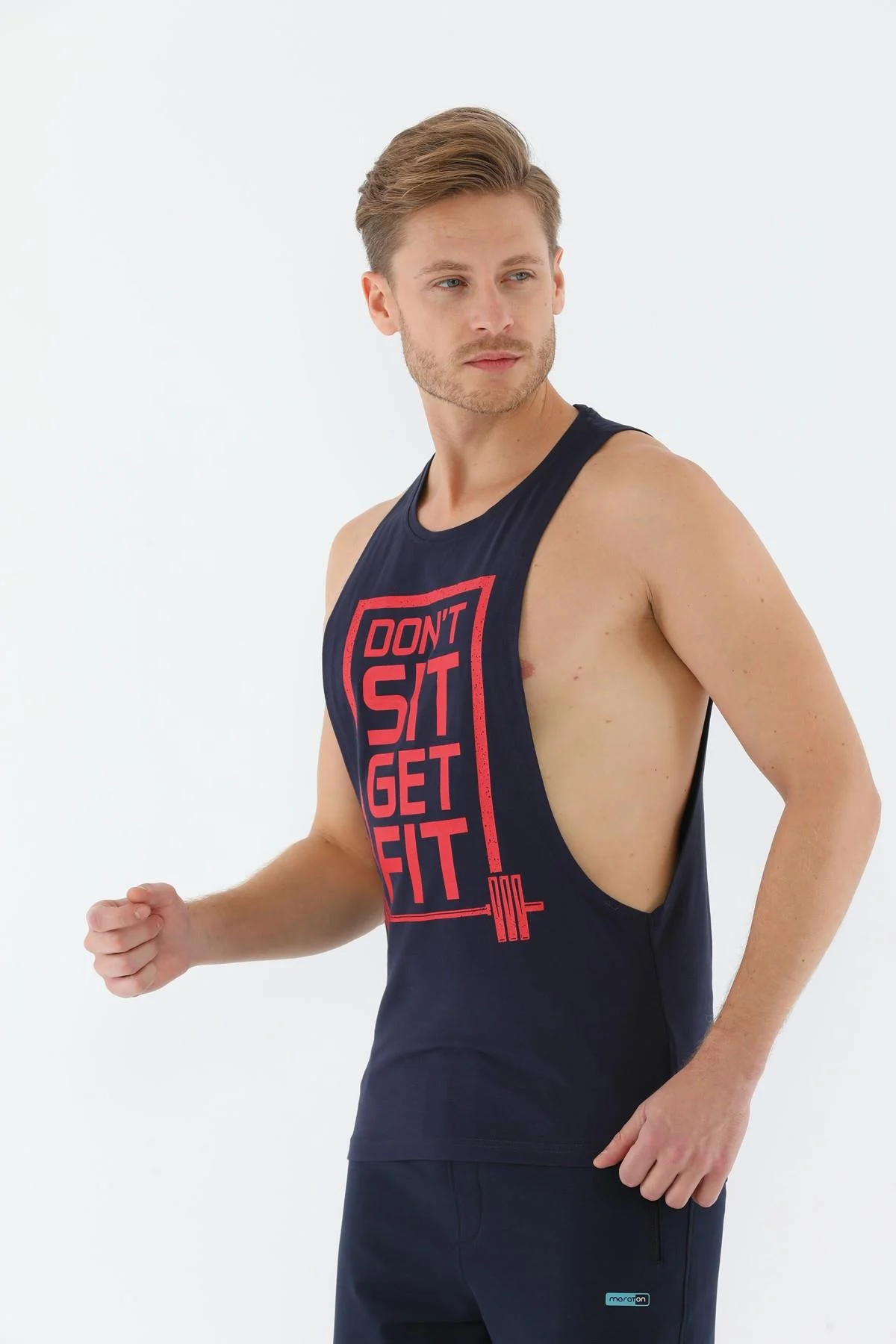 Maraton Erkek Bisiklet Yaka Açık Lacivert Atlet - 4